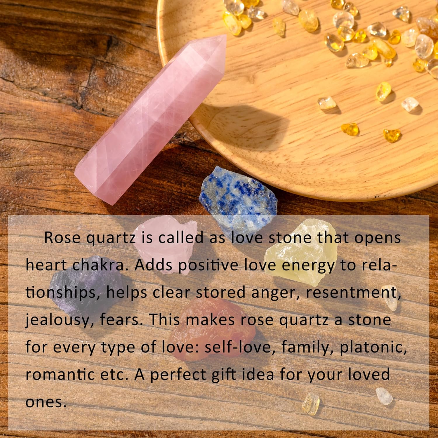 Runyangshi Torre de cristal curativo de cuarzo rosa natural de 3 pulgadas con 5 piedras crudas de cristal en bruto para Reiki Chakra Meditación