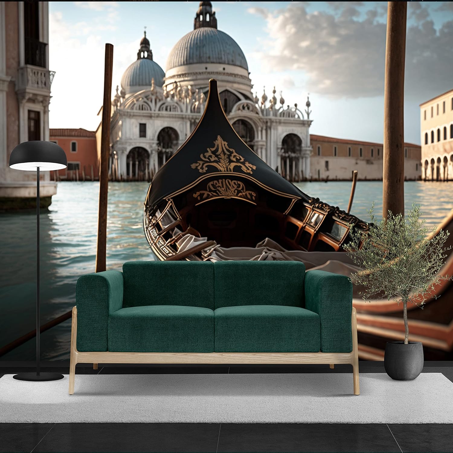 Papel tapiz con vista de góndola del canal de Venecia de Italia, arte mural de pared grande para dormitorio, oficina y sala de estar, papel adhesivo