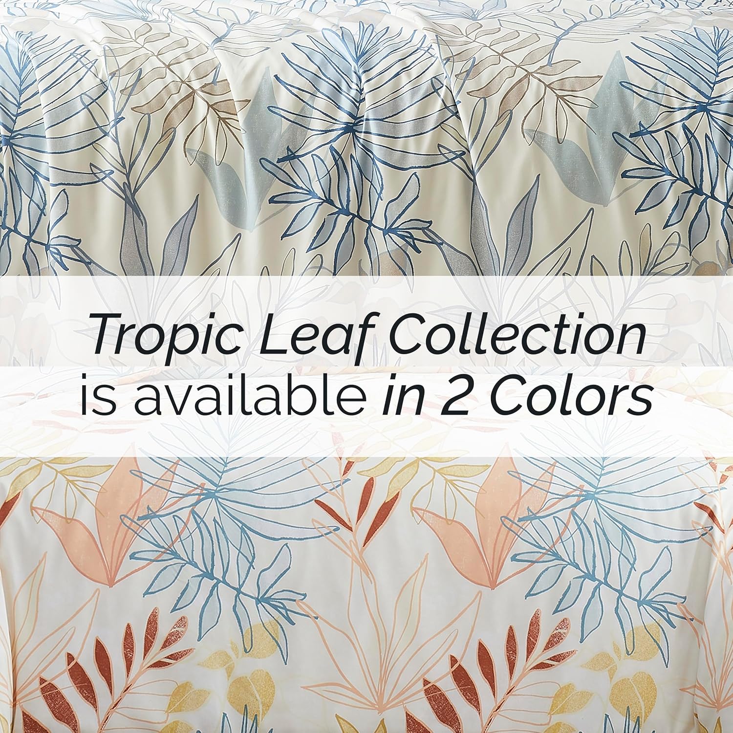 Southshore Fine Living, Inc. Tropic Leaf Collection – Juego de funda de edredón de gran tamaño, tamaño Queen, juego de funda de edredón estampada de