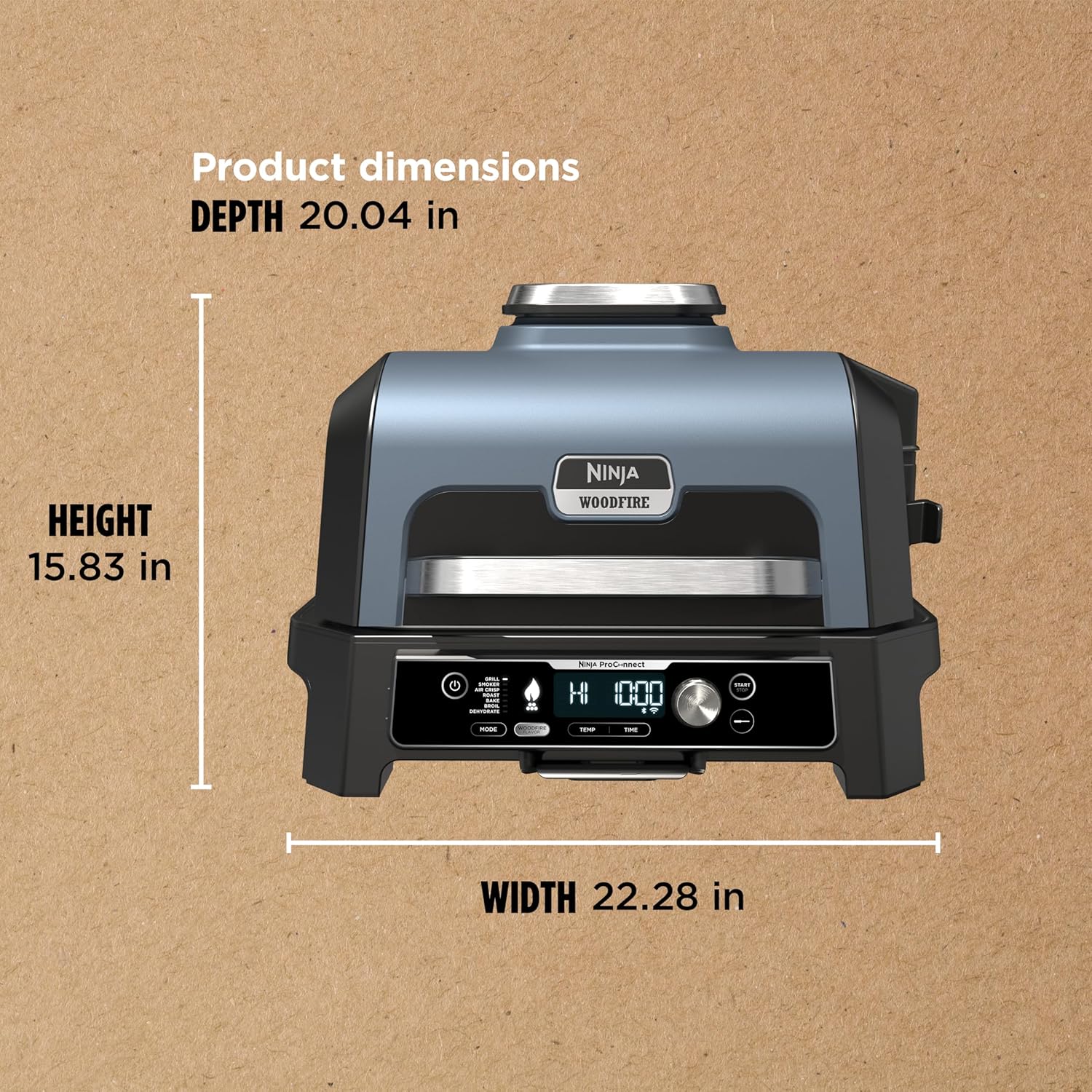 Ninja OG951 Woodfire Pro Connect Premium XL – Parrilla y ahumador para exteriores, Bluetooth, habilitado para aplicaciones, parrilla principal 7 en