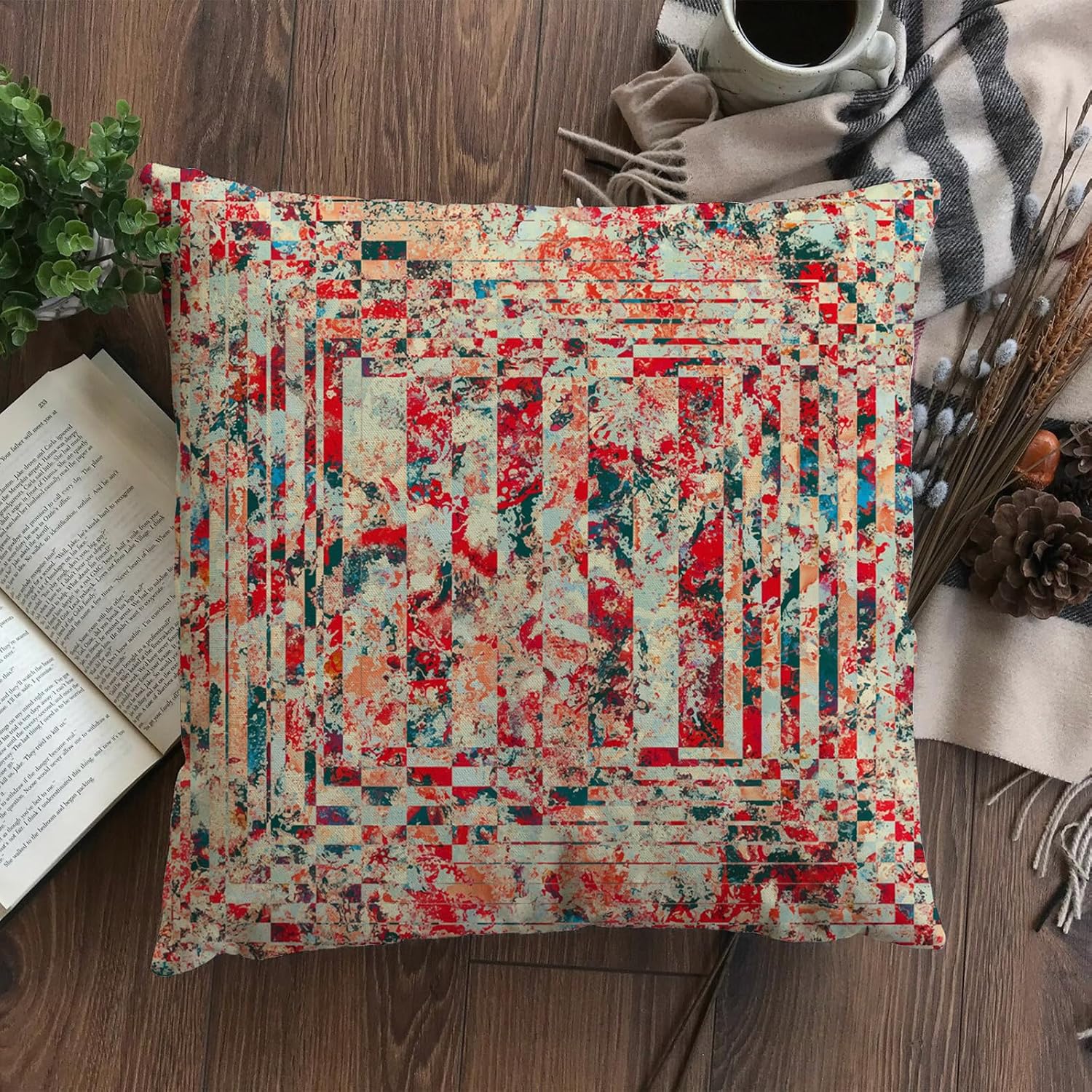 eshabear Juego de 2 fundas de almohada coloridas de pintura artística, impresión de doble cara para el hogar, interior y exterior, para sofá cama