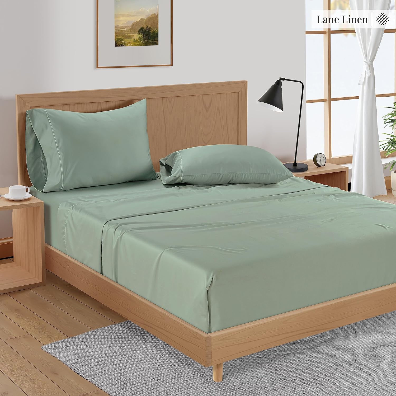LANE LINEN Sábanas tamaño California King, sábanas refrescantes transpirables para cama tamaño California King, sábanas suaves, juego de sábanas de
