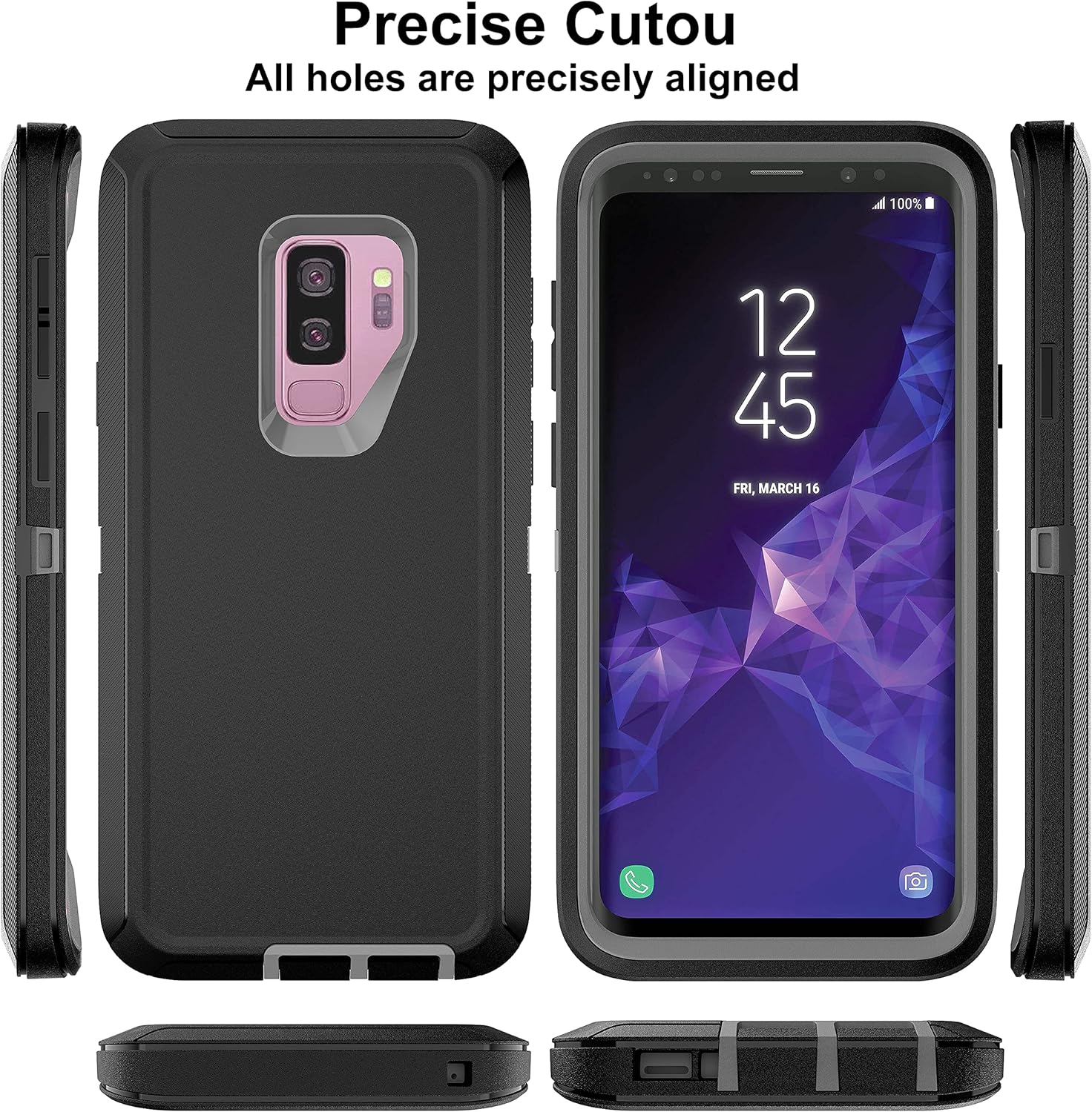 Funda para Galaxy S9 Plus, Samsung Galaxy S9 Plus con protector de pantalla de TPU flexible autorreparable 2 unidades, funda de protección