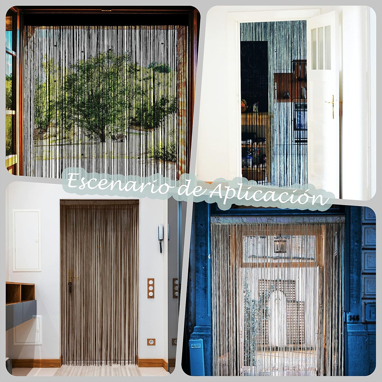 YaoYue Cortina de cuentas para puerta, con borlas, cuentas para colgar con flecos, hippie y divisor de habitación, ventana, pasillo, entrada, pared,