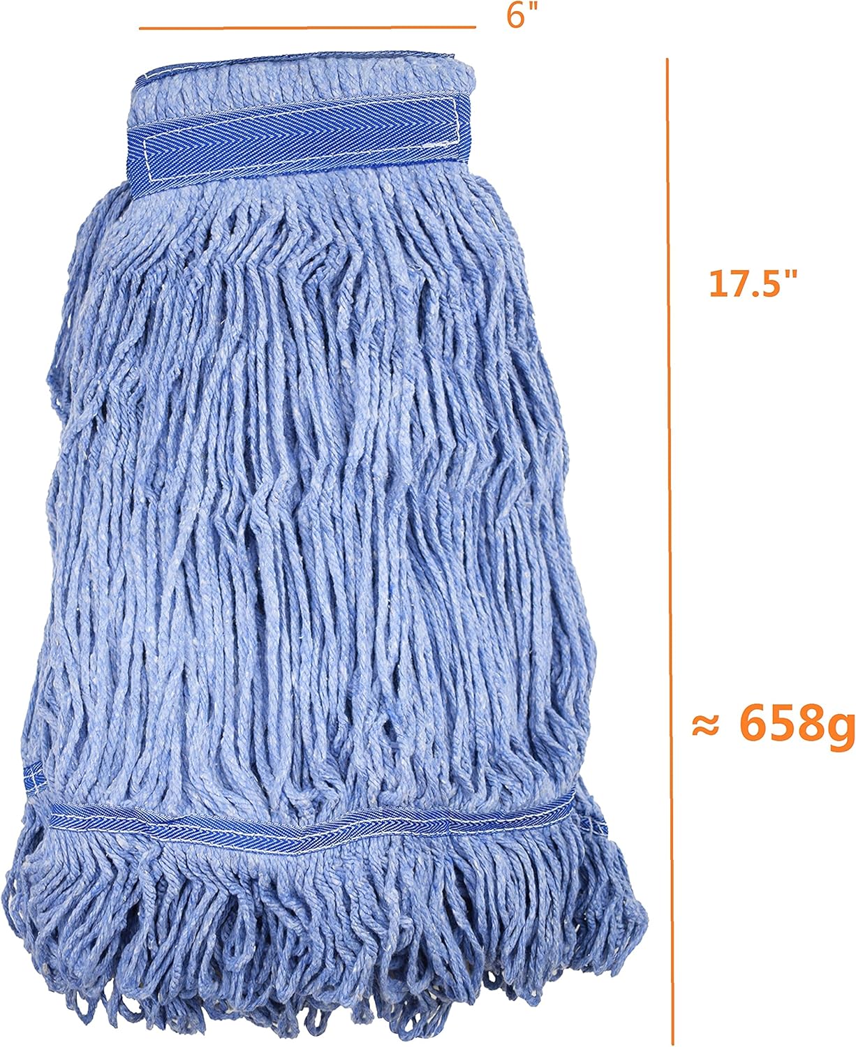 Cabezal de repuesto para fregona comercial, resistente, color azul, para 3 tipos de mango de trapeador comercial (1, grande)