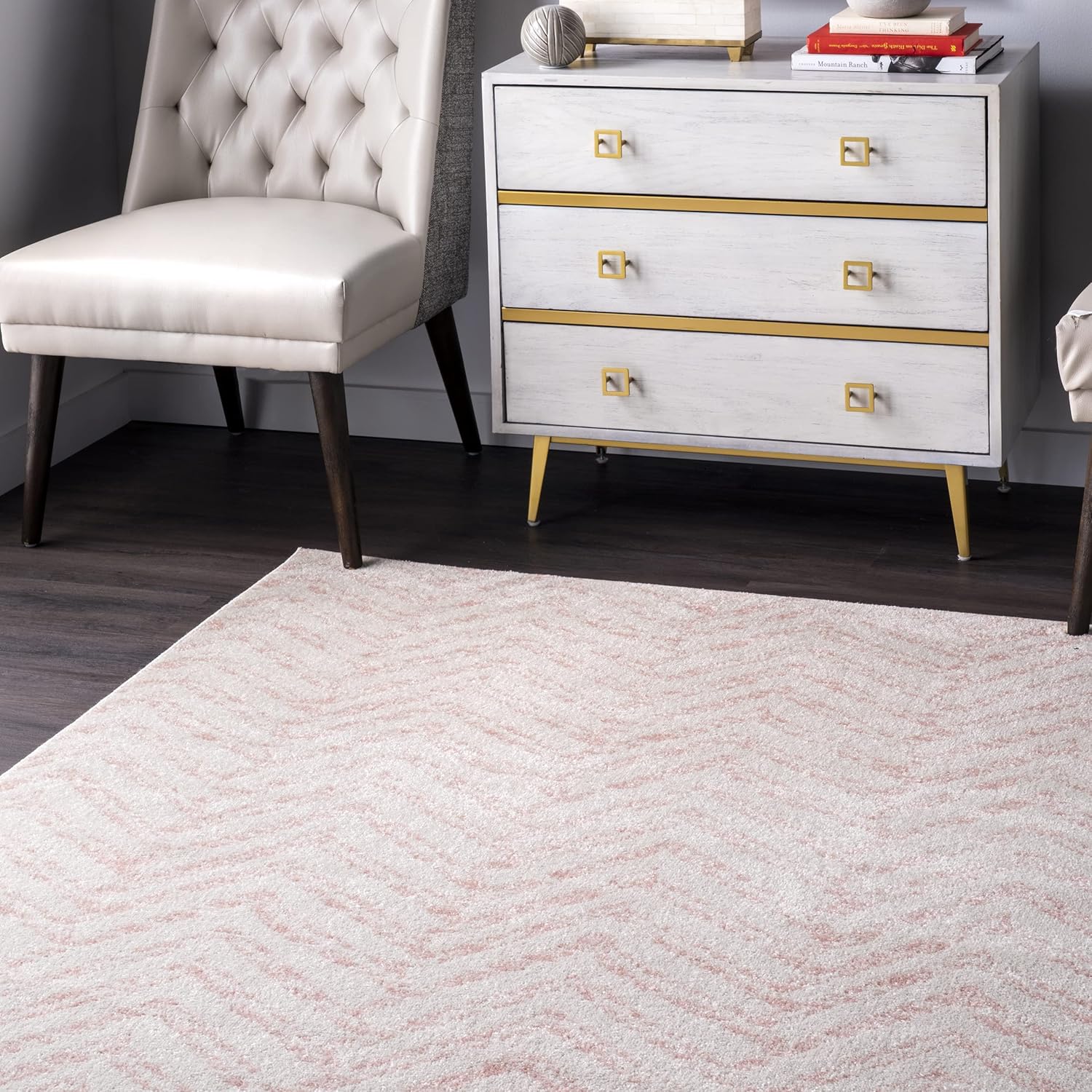 nuLOOM Rosanne – Tapete geométrico, 6 pies 7 pulgadas x 9 pies, rosa