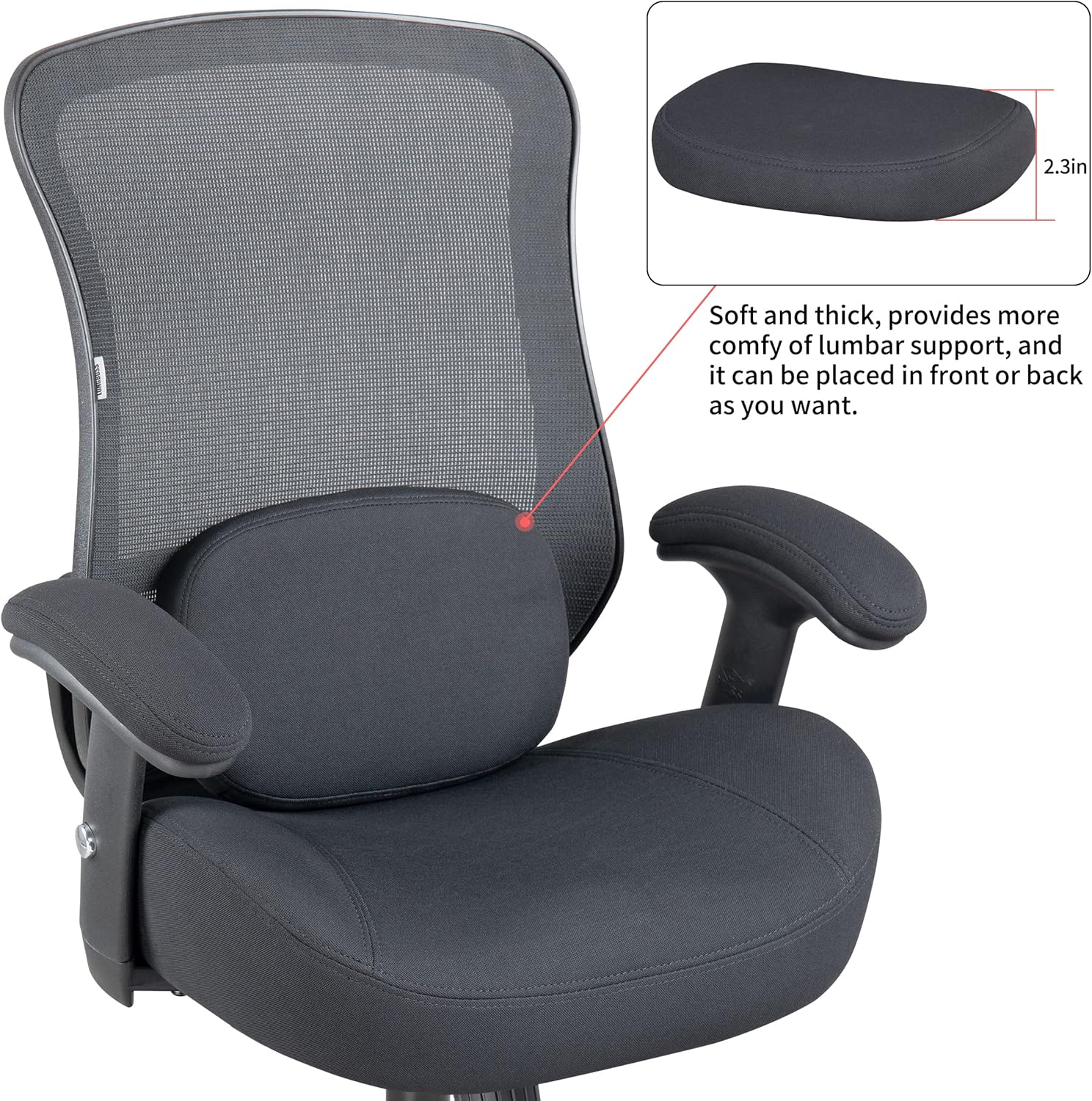 LONGBOSS Silla de redacción de malla para computadora, silla de oficina alta de pie con almohada de apoyo lumbar, reposabrazos ajustable en altura y