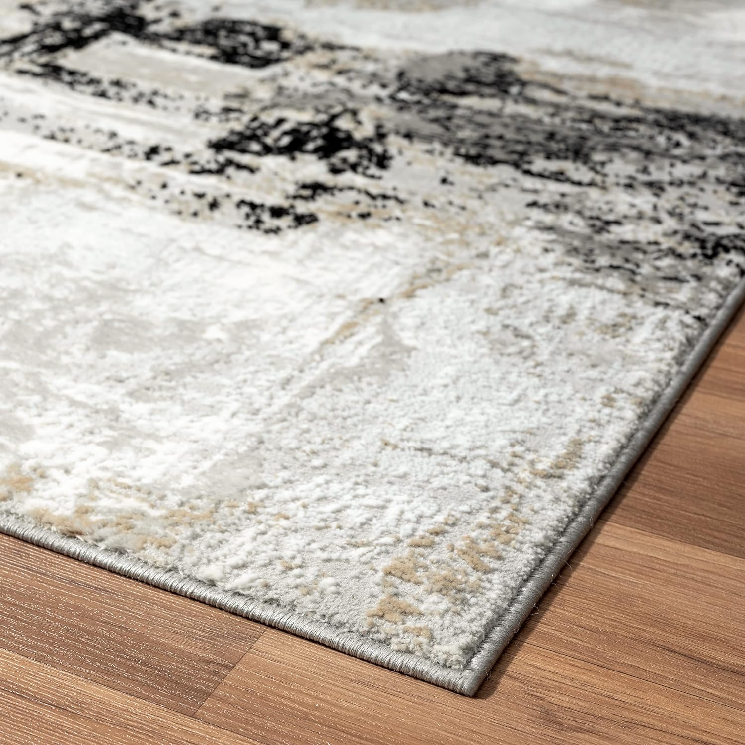 LUXE WEAVERS Camellia Collection 1660 – Alfombra abstracta envejecida gris de 5 x 7 pulgadas