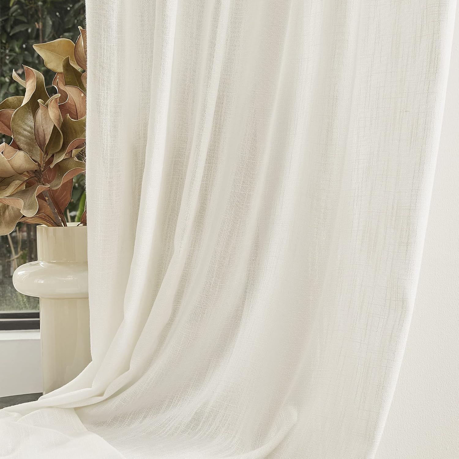 MYSKY HOME Cortinas de 63 pulgadas de largo, 2 paneles, cortinas bohemias traslúcidas suaves para dormitorio, cocina, estilo granja, cortinas