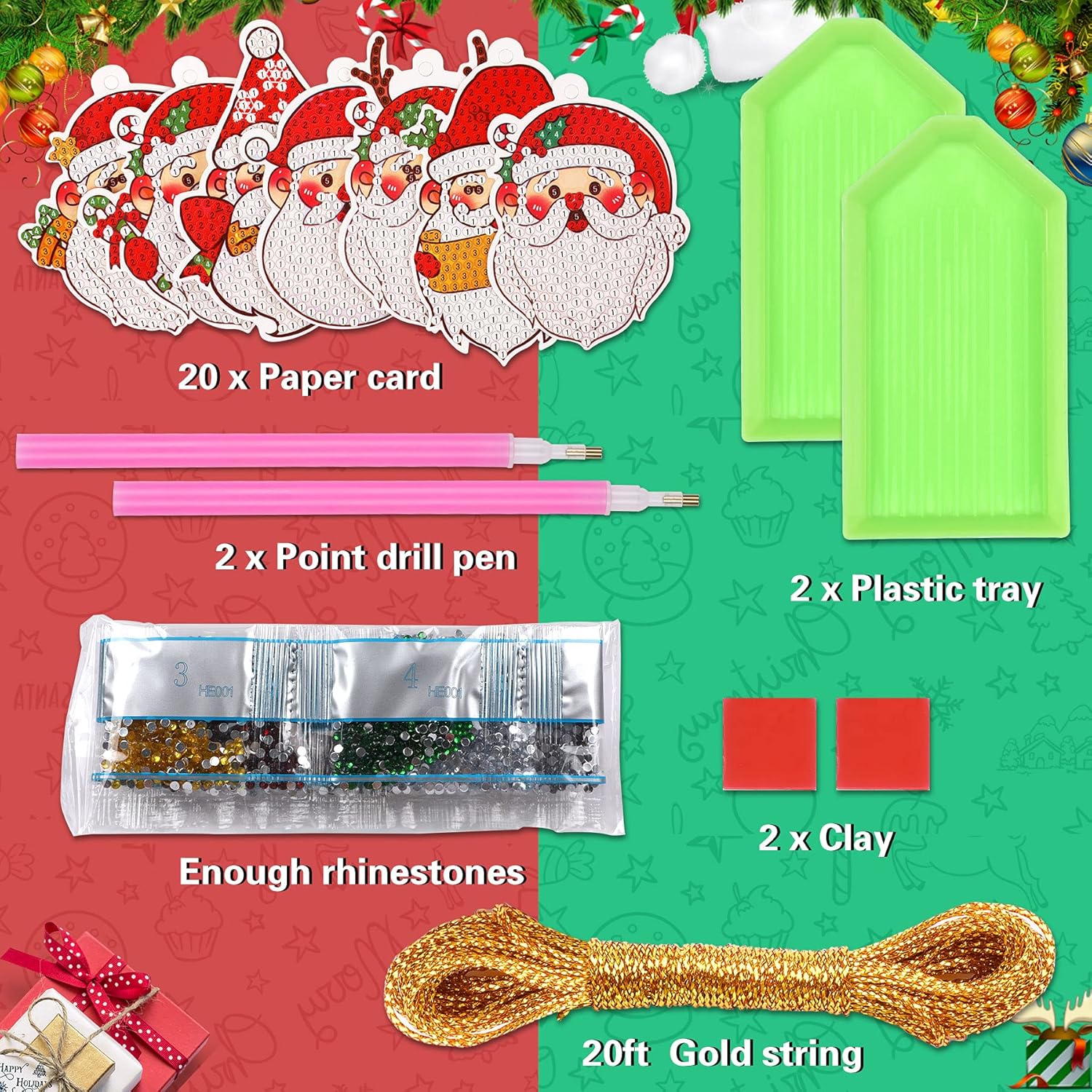 SEPGLITTER 20 piezas de Navidad DIY hecho a mano árbol de Navidad decoración colgante para vacaciones Festive regalo envoltorio arte regalos fiesta