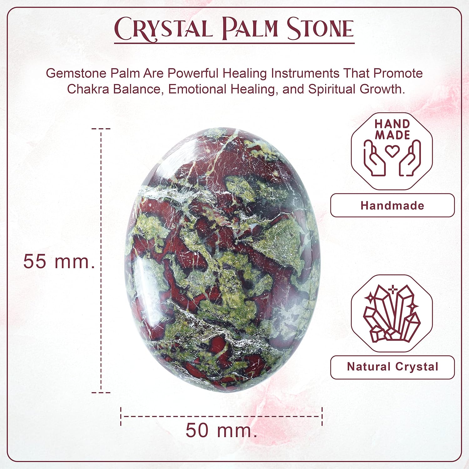 ZAICUS Piedra de sangre de dragón de 55 a 2.362 in y cristal  Piedra natural para el equilibrio de chakras del cuerpo, piedra de preocupación grande