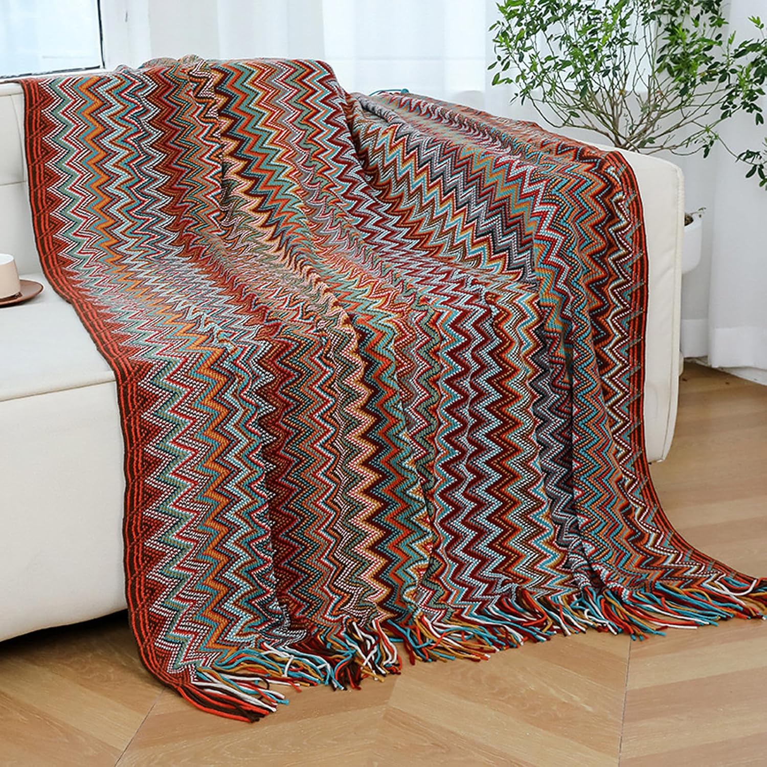 Manta bohemia de punto con borlas, para exteriores, reversible, suave, acogedora, ligera, para sofá cama, sofá, cama, manta decorativa afgana para