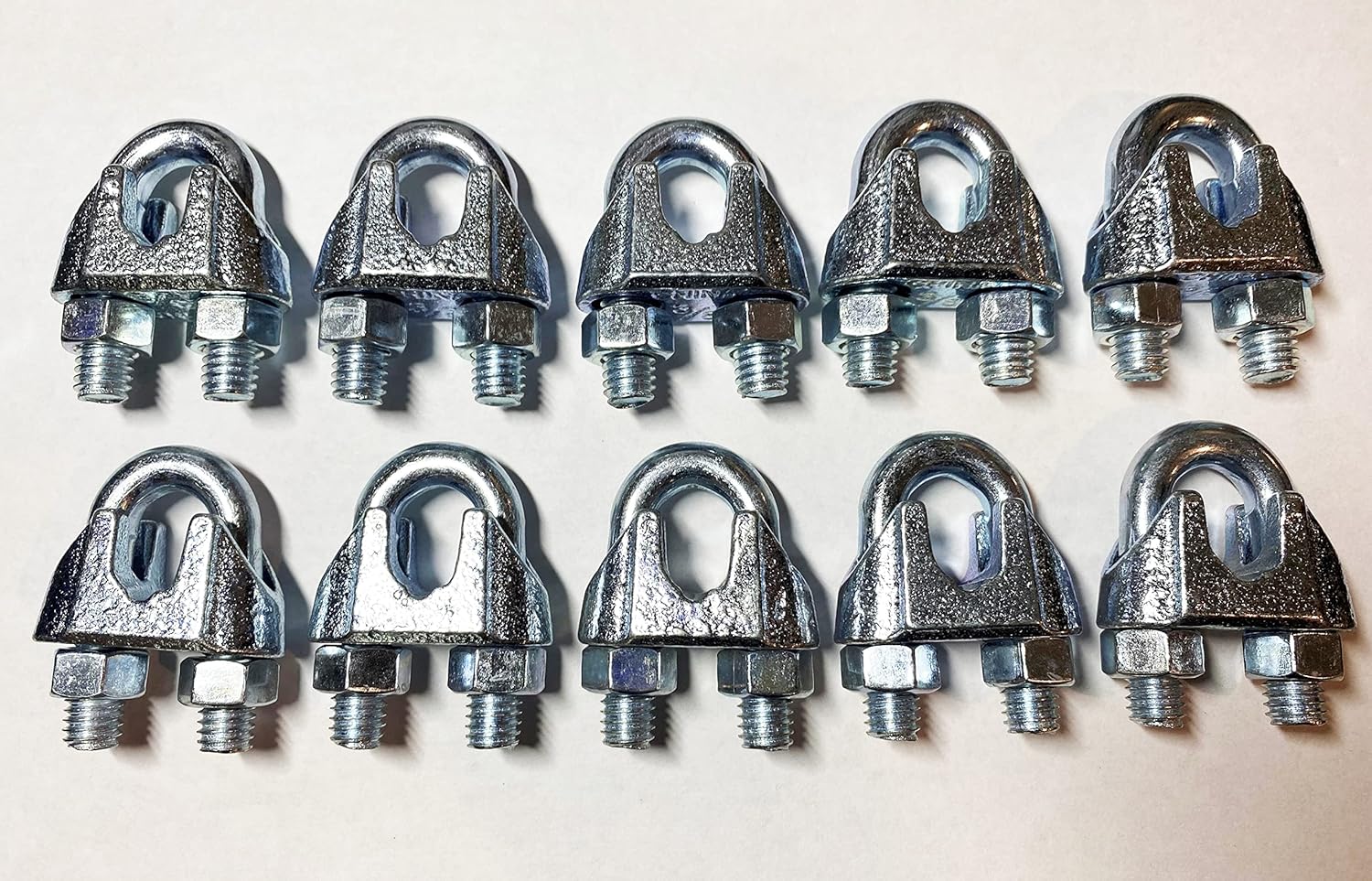 Abrazaderas de cuerda de alambre de 38 pulgadas, paquete de 10 unidades, galvanizadas galvanizadas, clip de cuerda de alambre, abrazaderas para