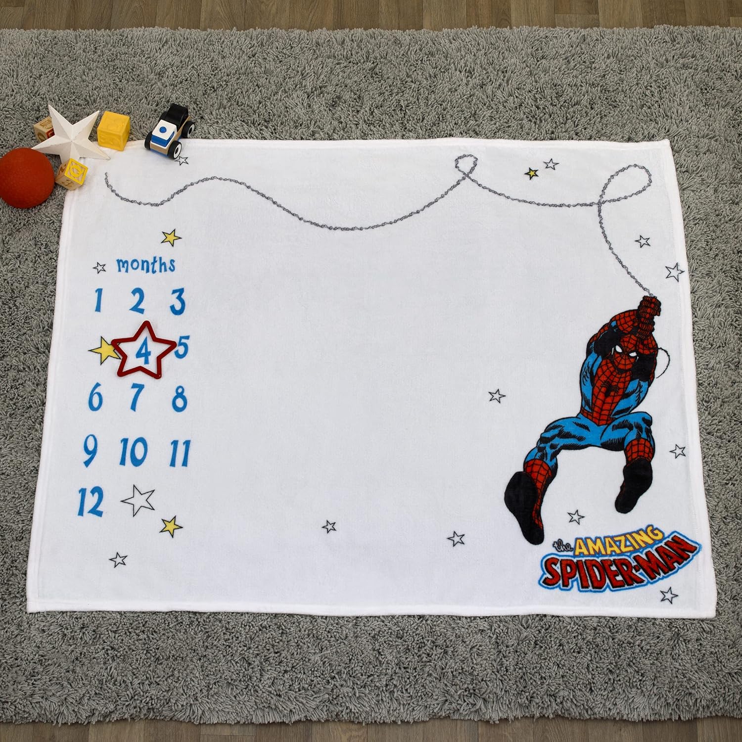 Marvel Amazing Spiderman – Manta de bebé súper suave color rojo, blanco y azul