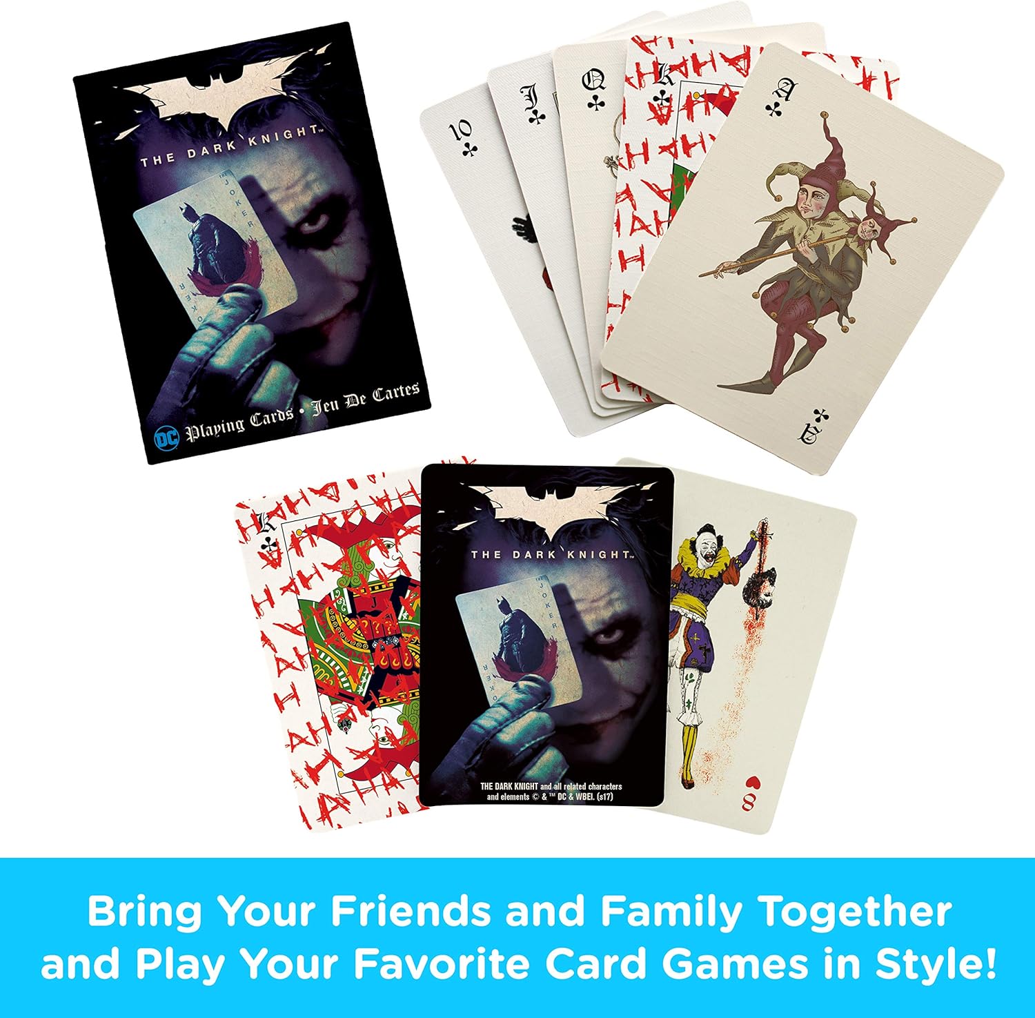AQUARIUS DC Comics Joker – Baraja de cartas con temática de Joker de caballero oscuro para tus juegos de cartas favoritos, mercancía y