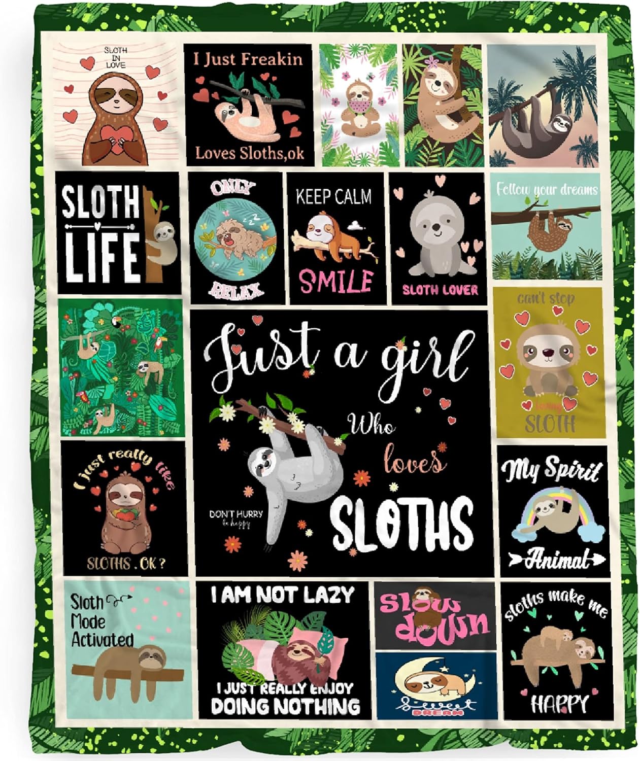Khumbhira Manta con texto en inglés Just A Girl Who Loves Slothsloths, regalos para niños y niñas, decoración kawaii de felpa, suave y ligera, de
