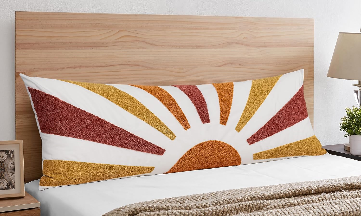 Sweet Jojo Designs Funda de almohada corporal unisex de estilo bohemio desgastado chic con diseño de sol y niña, funda de almohada decorativa para