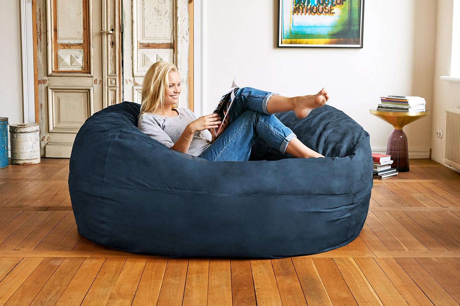 Lumaland – Puf de lujo con funda de microgamuza en diferentes tamaños y colores, lavable a máquina, sirve como sofá grande y sofá cama gigante para