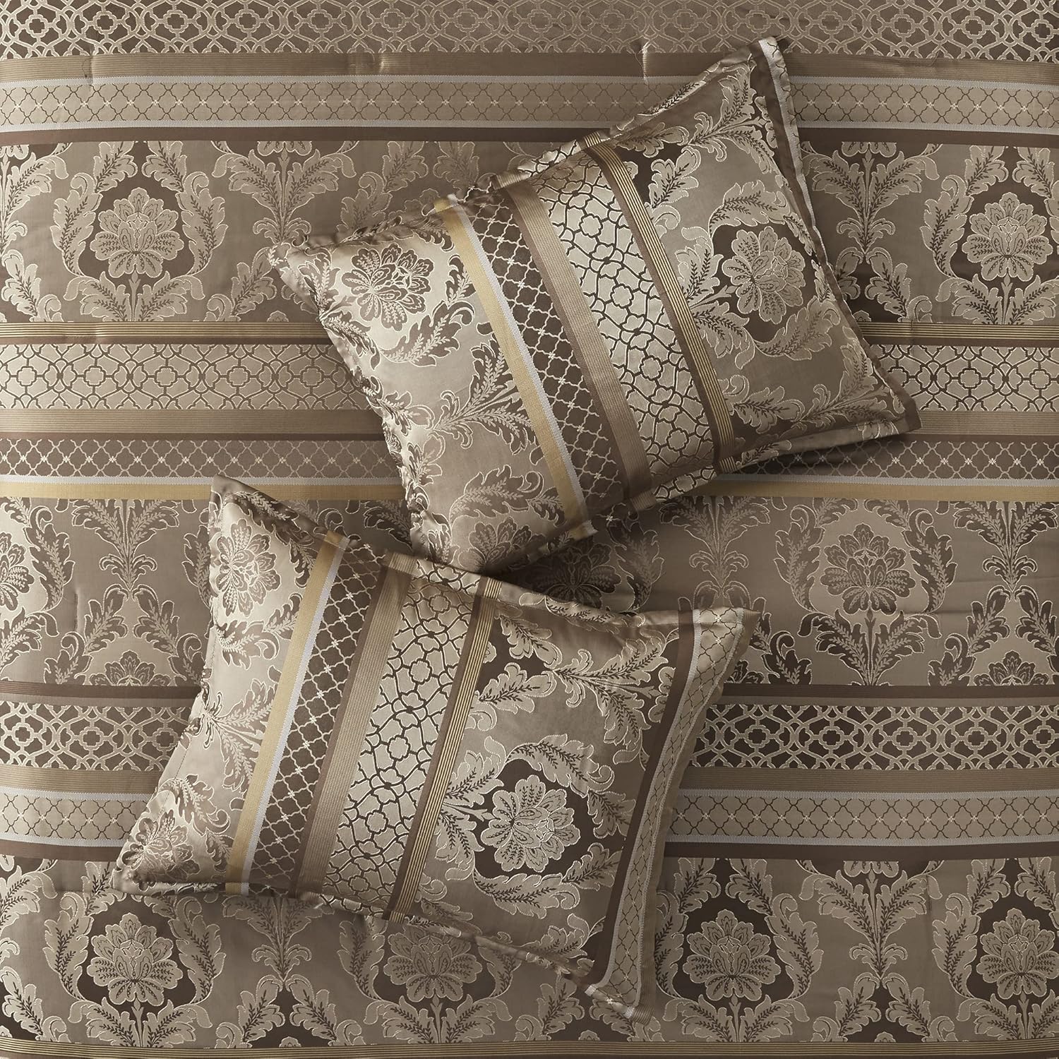 Madison Park Acogedor juego de edredón, lujoso diseño tradicional de damasco jaquard, ropa de cama alternativa para todas las estaciones con fundas