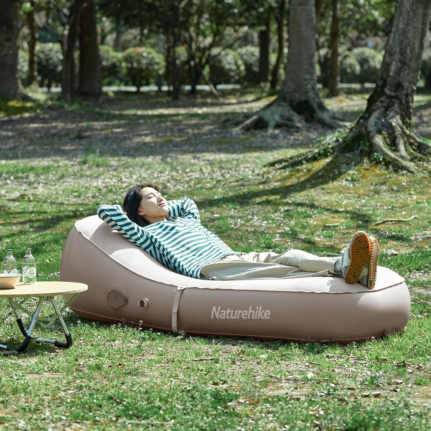 Naturehike Sofá de aire autoinflable, tumbona inflable, sofá inflable, sofá con colchón de aire, para campamento de lujo, senderismo, picnic, tienda