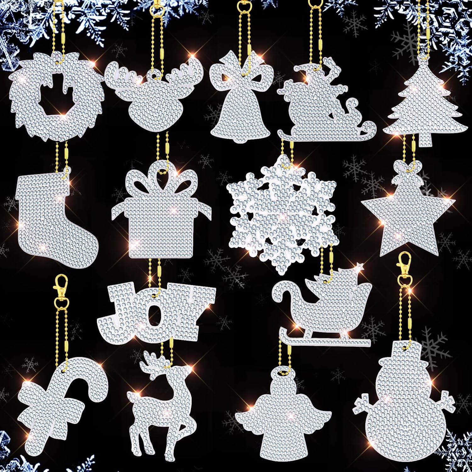 15 piezas de llavero de pintura de diamante de Navidad adornos de pintura de diamantes 5D DIY llavero de pintura de diamantes de Navidad adornos de