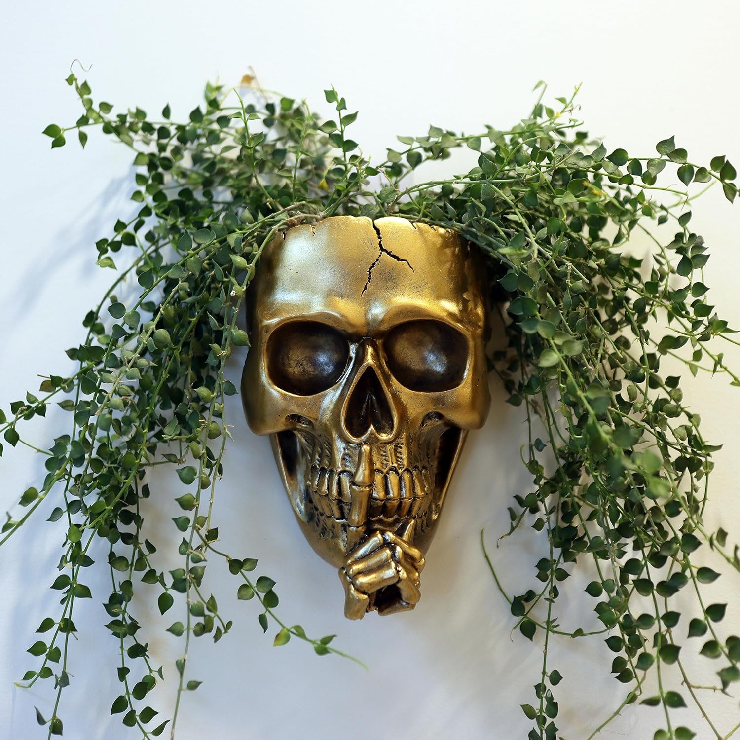 Maceta colgante de calavera para decoración del hogar, macetas de pared de calavera espeluznante para plantas de interior y exterior, jarrón gótico