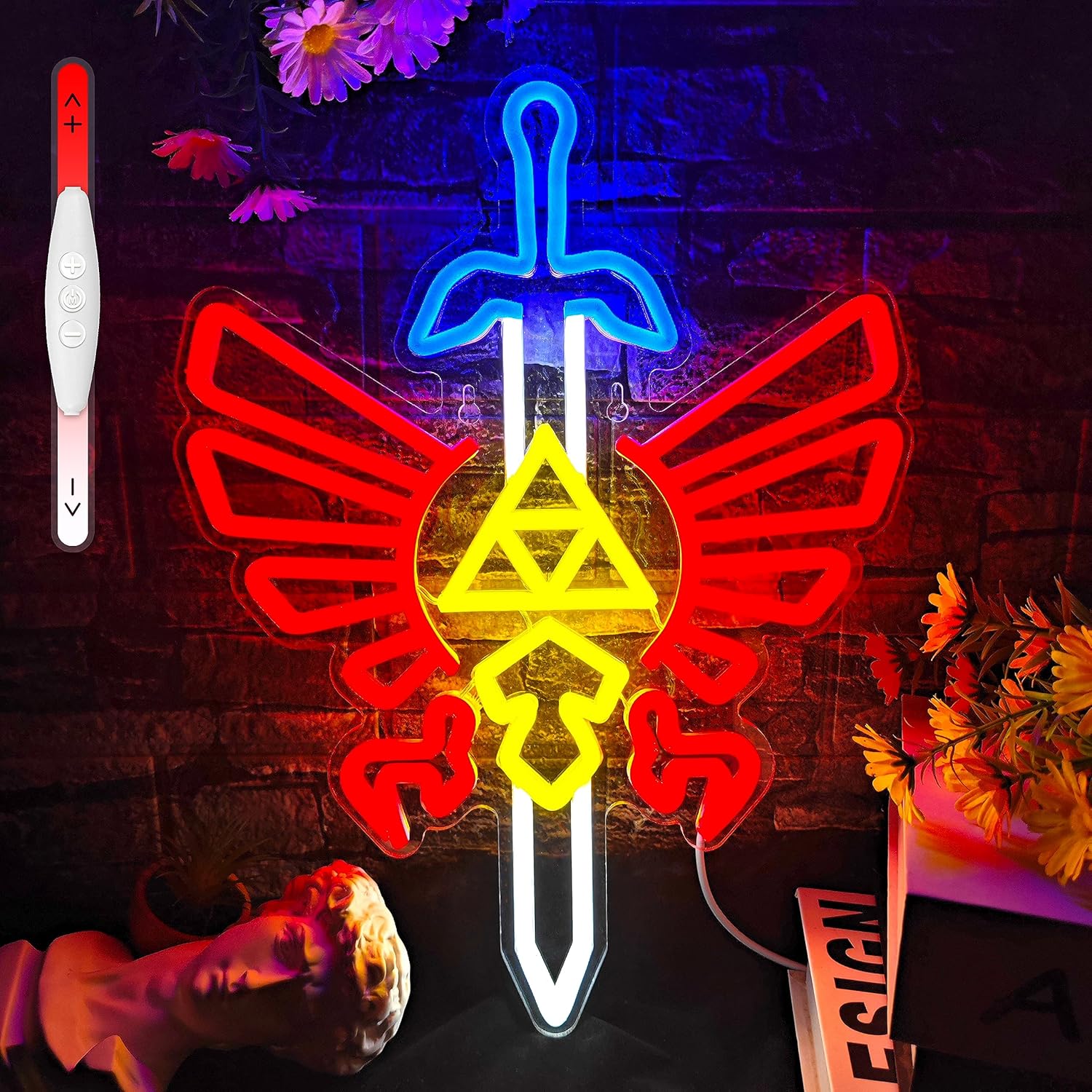 Letrero de neón con espada para gamer, para decoración de pared, decoración de sala de juegos, regalos LOZ, espada maestra, letrero LED, decoración