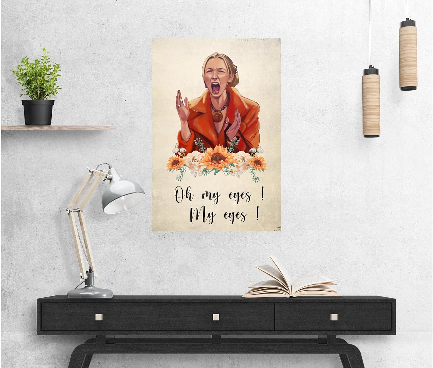 Phoebe Buffay Meme Oh My Eyes My Eyes – Arte de pared con texto en inglés “Friends Sitcom”, divertido elenco de pintura vintage, letrero floral
