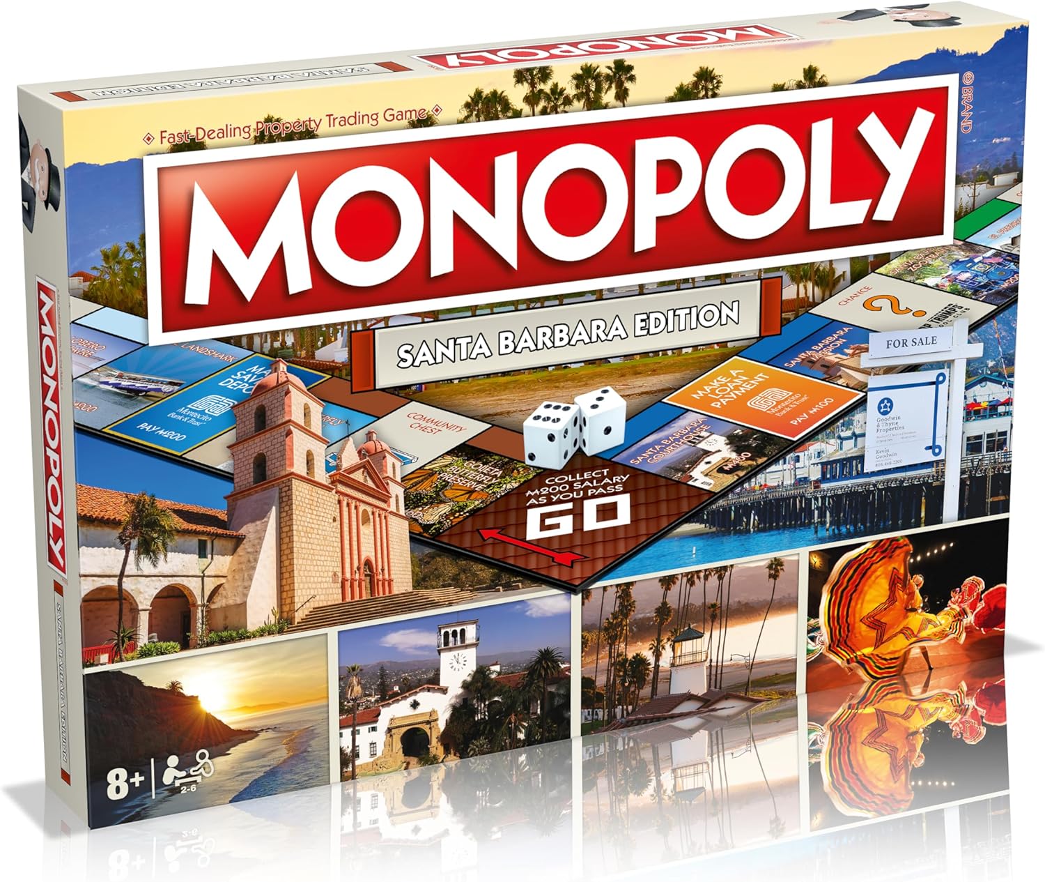 Santa Barbara Monopoly Family – Juego de mesa para 2 a 6 jugadores, adultos y niños a partir de 8 años, compra, vende e intercambia tu camino hacia