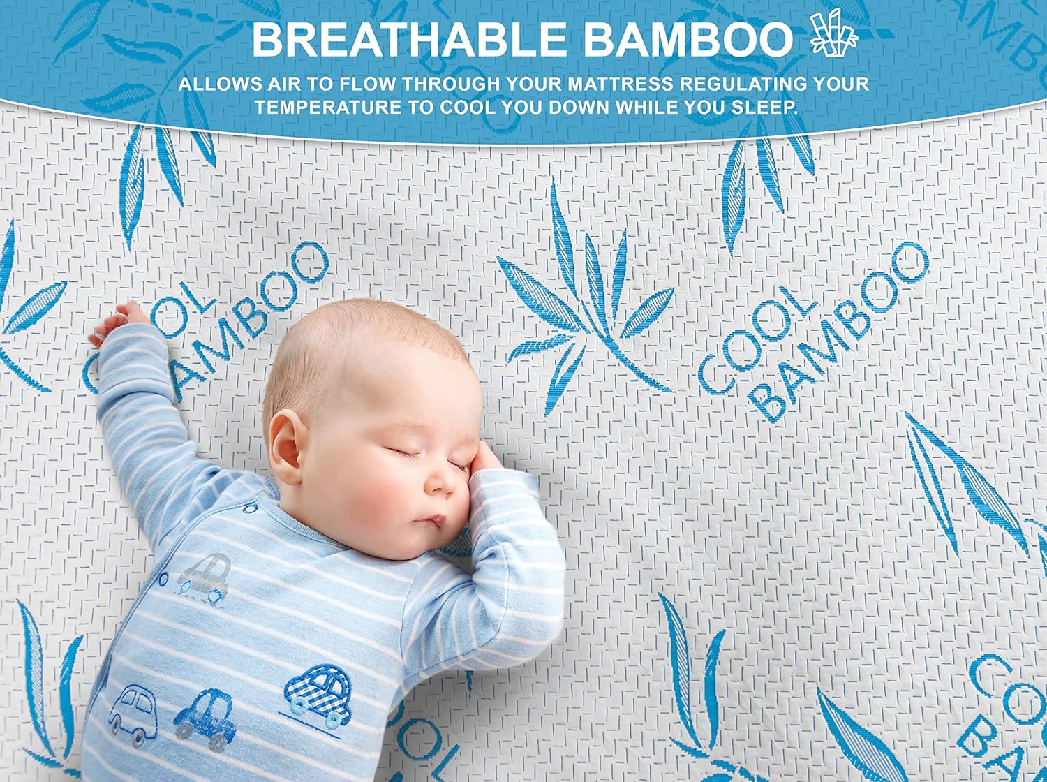 Protector de colchón de rayón de bambú refrescante con cremallera, funda de colchón 100% impermeable, fundas de colchón suaves y transpirables de