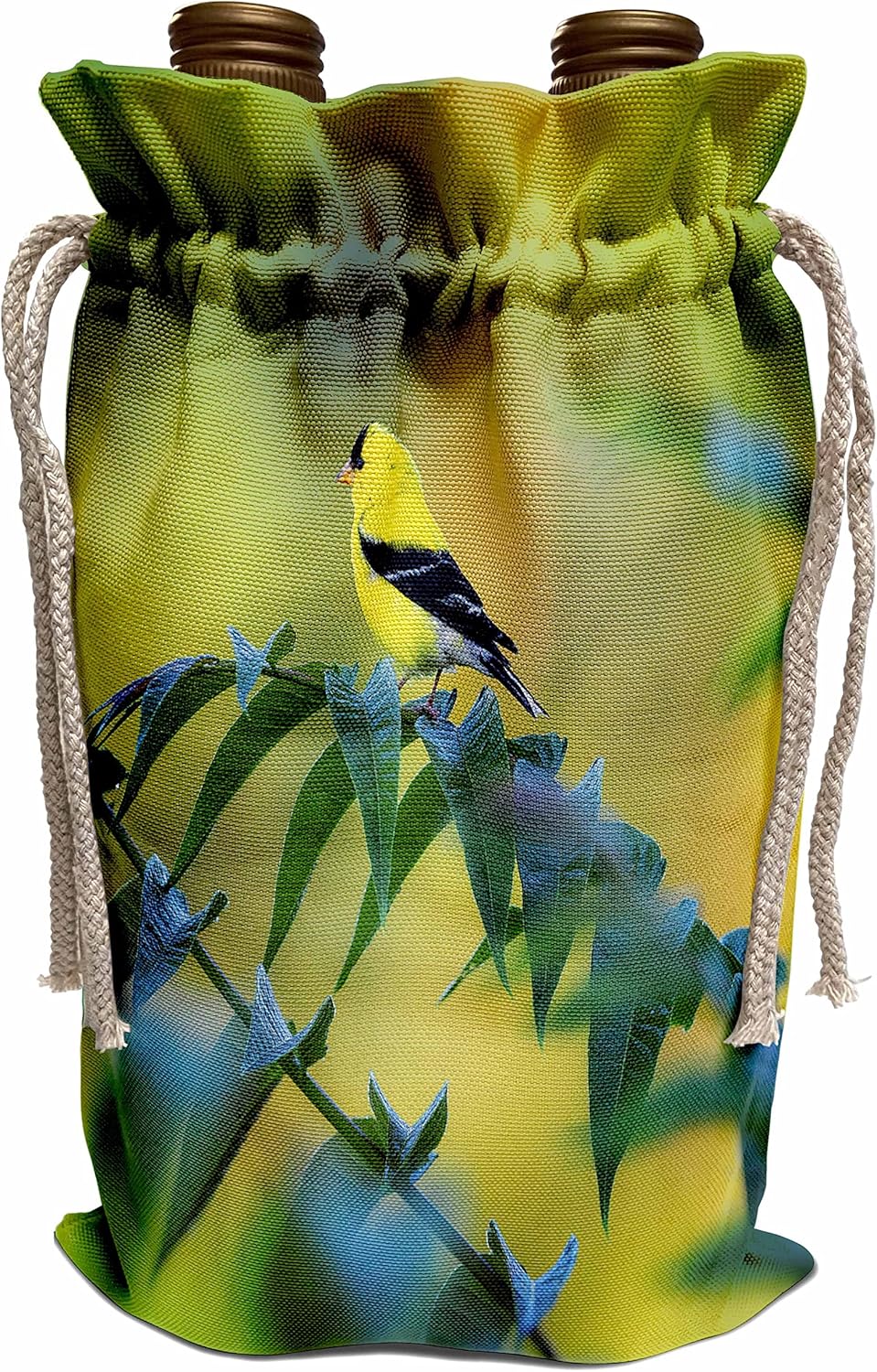 3dRose Yellow and Black bird sitting on tren limb – Wine Bags (wbg_351708_1)