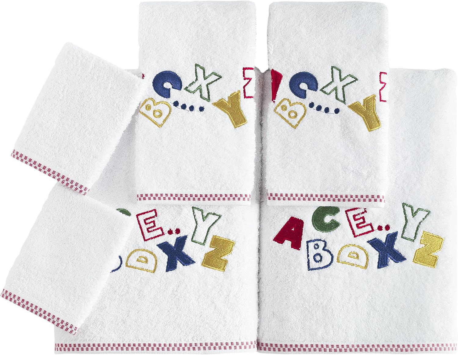 Juego de 6 toallas de baño para niños, hechas con 100% algodón turco, súper absorbentes y cómodas, lavables a máquina  (tema alfabético)