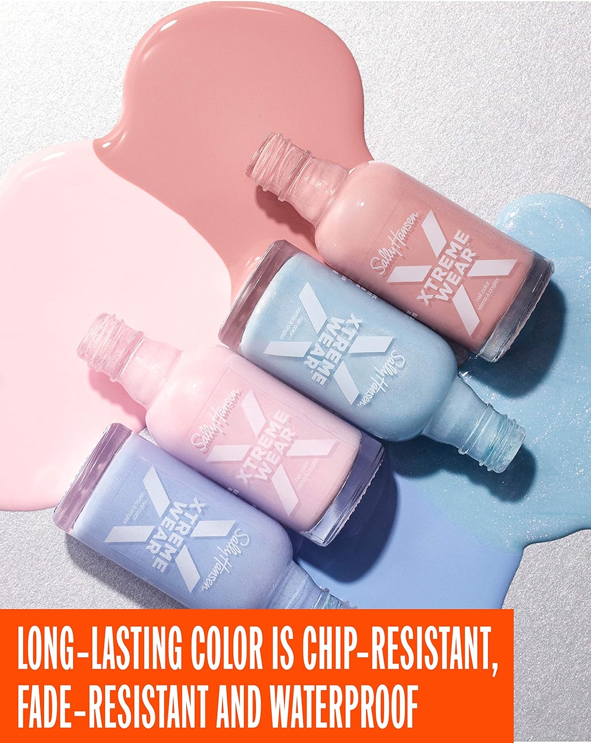 Sally Hansen Xtreme Wear Esmalte de uñas, sin rayas, acabado brillante, color de uñas de larga duración, color blanco, 0.4 onzas líquidas (paquete