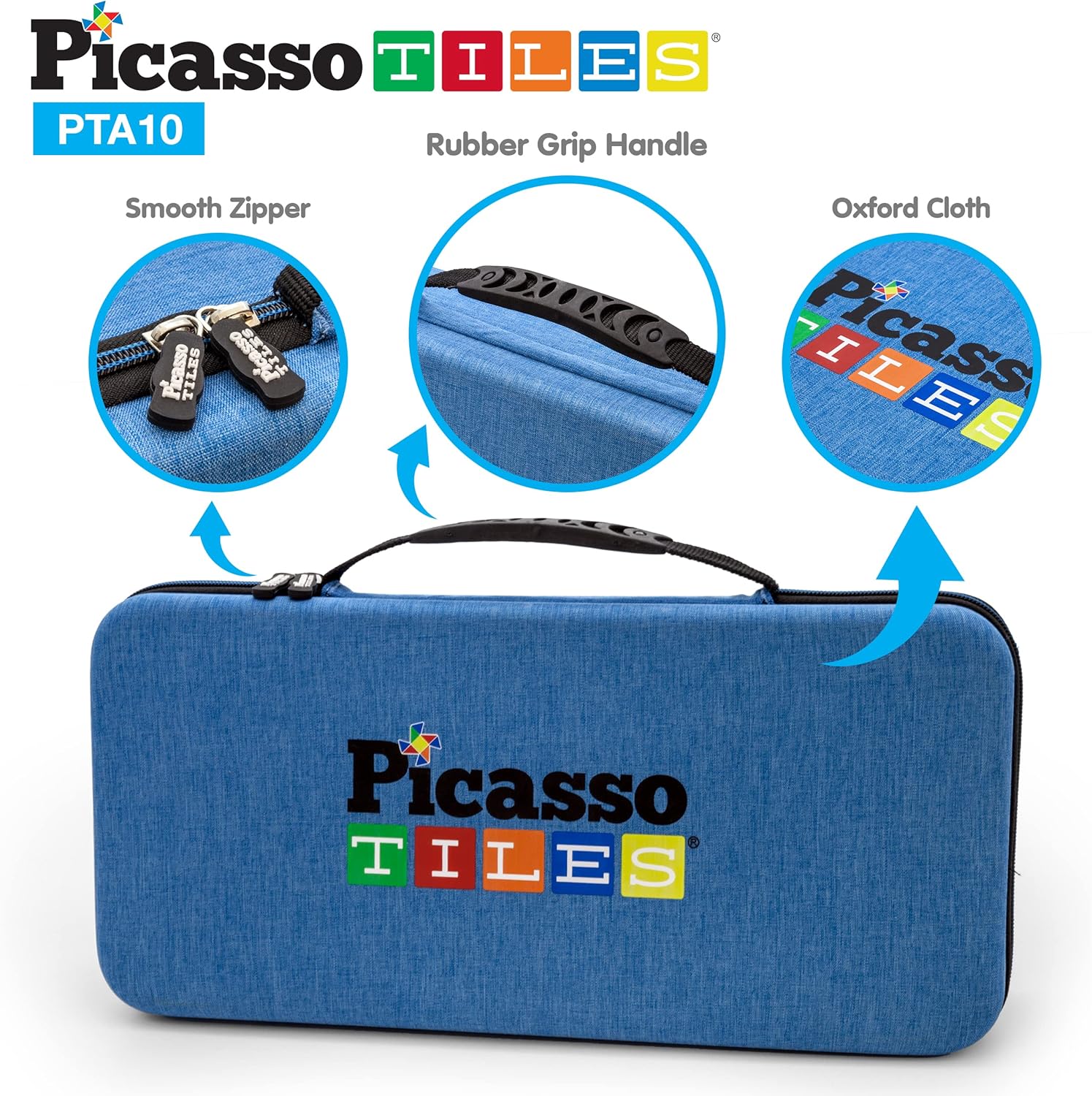 PicassoTiles Paquete de 70 pistas de carreras de mármol + estuche de transporte juego educativo STEAM para niños, incluye organizador de