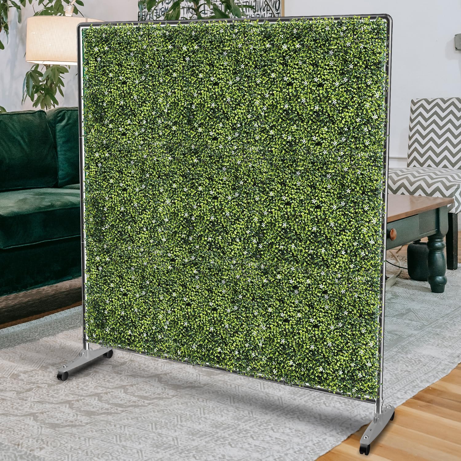 Goleray Divisor de habitación móvil de 40 pulgadas de alto x 40 W, paneles de privacidad para exteriores, pantallas de boj, divisor de pared de