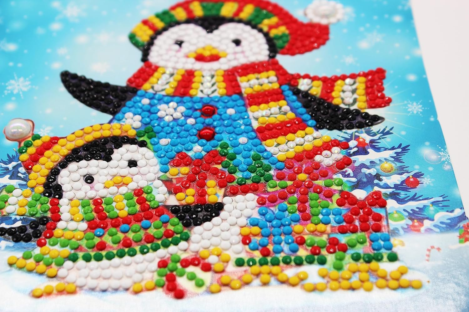 pigpigboss Paquete de 8 tarjetas de felicitación con pintura de diamantes, árbol de Navidad, muñeco de nieve, tarjetas de pintura de diamantes de