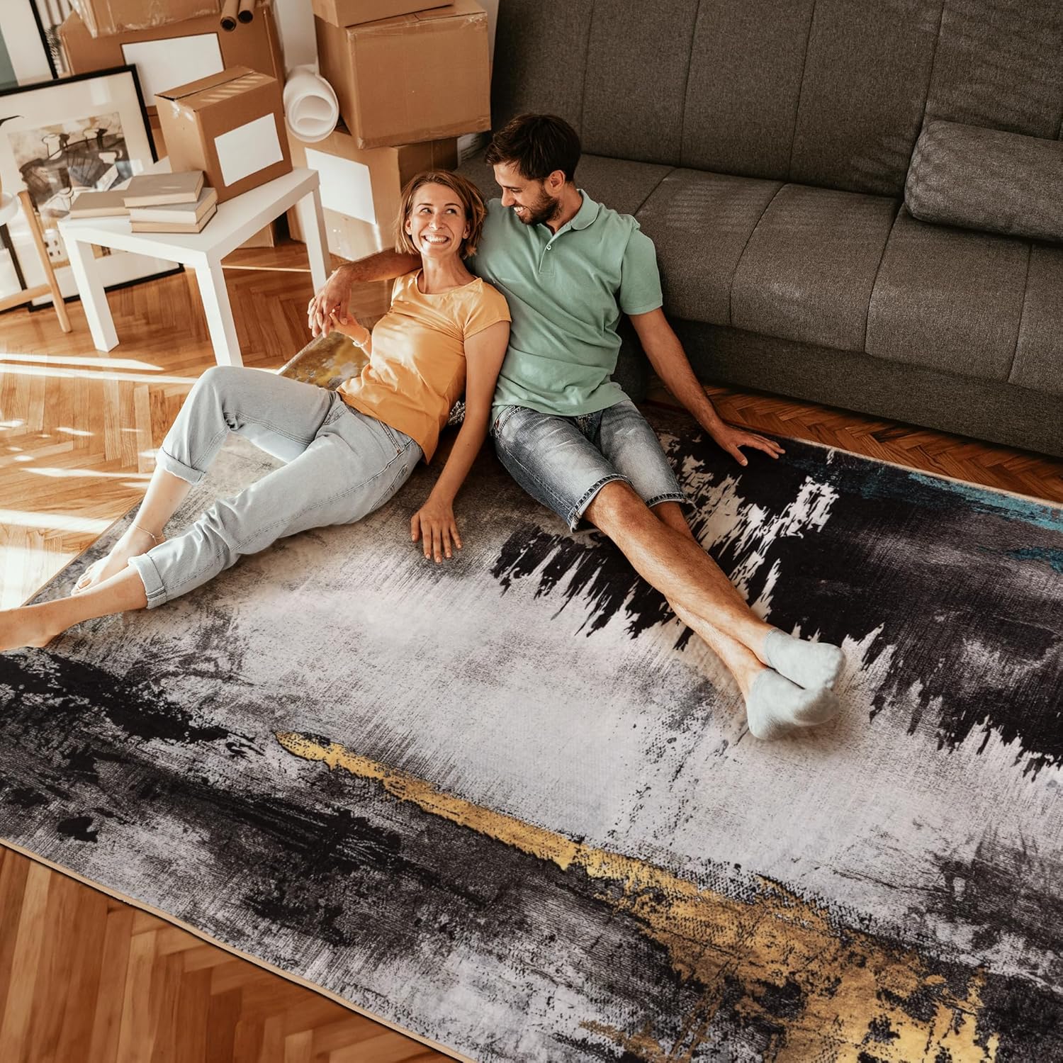 JML Alfombra de área de 3 x 5 pies para sala de estar, alfombra lavable para dormitorio, suave, antideslizante, más gruesa, alfombra de área de pelo