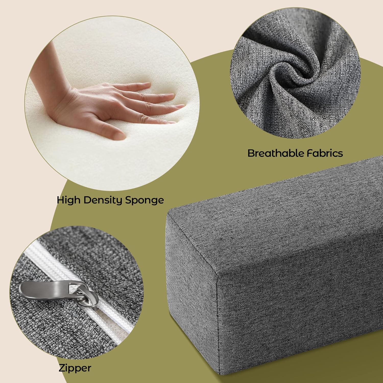 DEEPSHARK Relleno de espacio de cama para colchón matrimonial, esponja 45D de alta densidad, funda extraíble y lavable, relleno extensor de colchón
