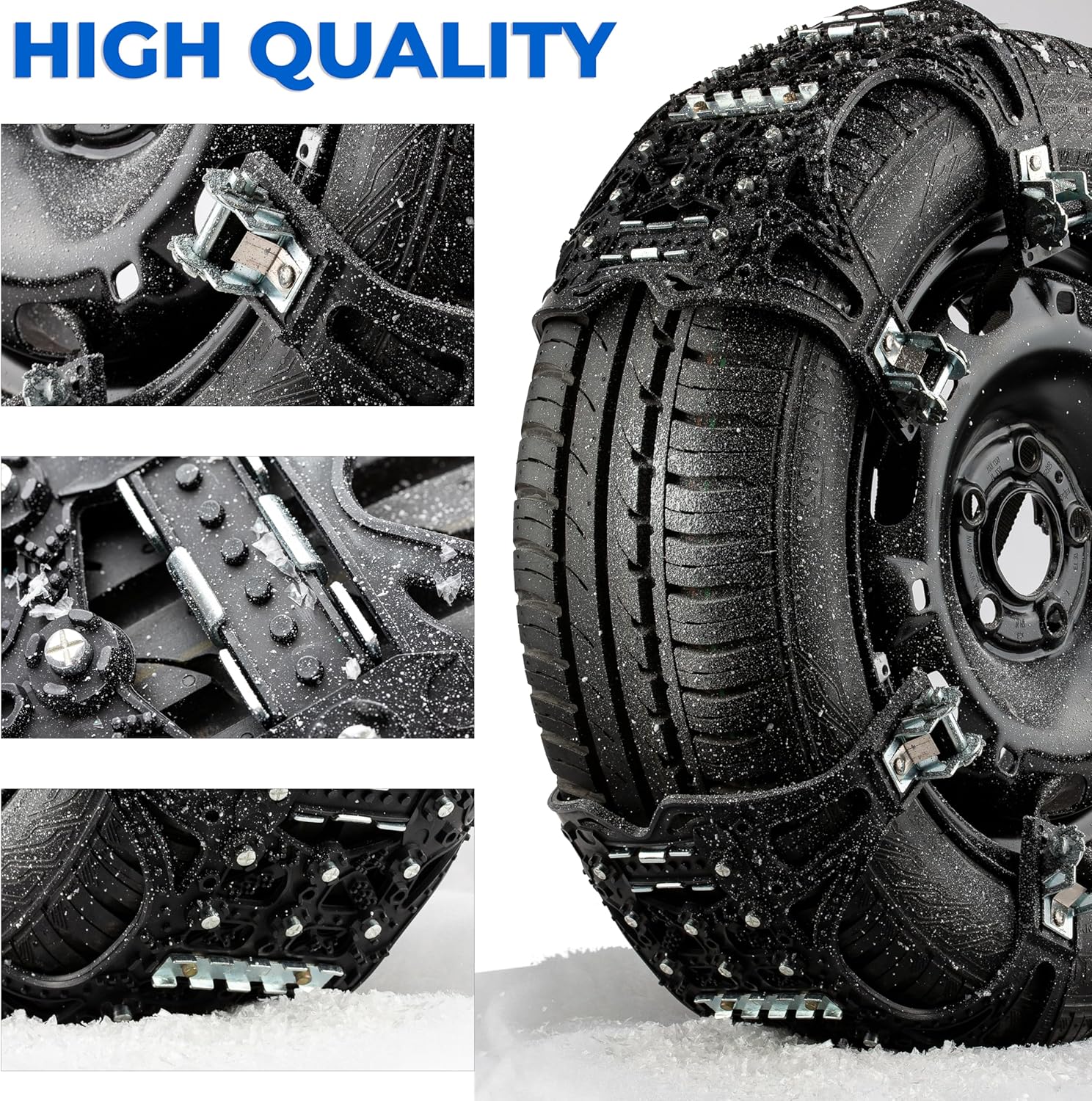 Zone Tech – Cadenas de nieve para automóvil, paquete de 6 unidades, color negro, mejoradas, de alta calidad, fuertes y duraderas, antideslizantes,
