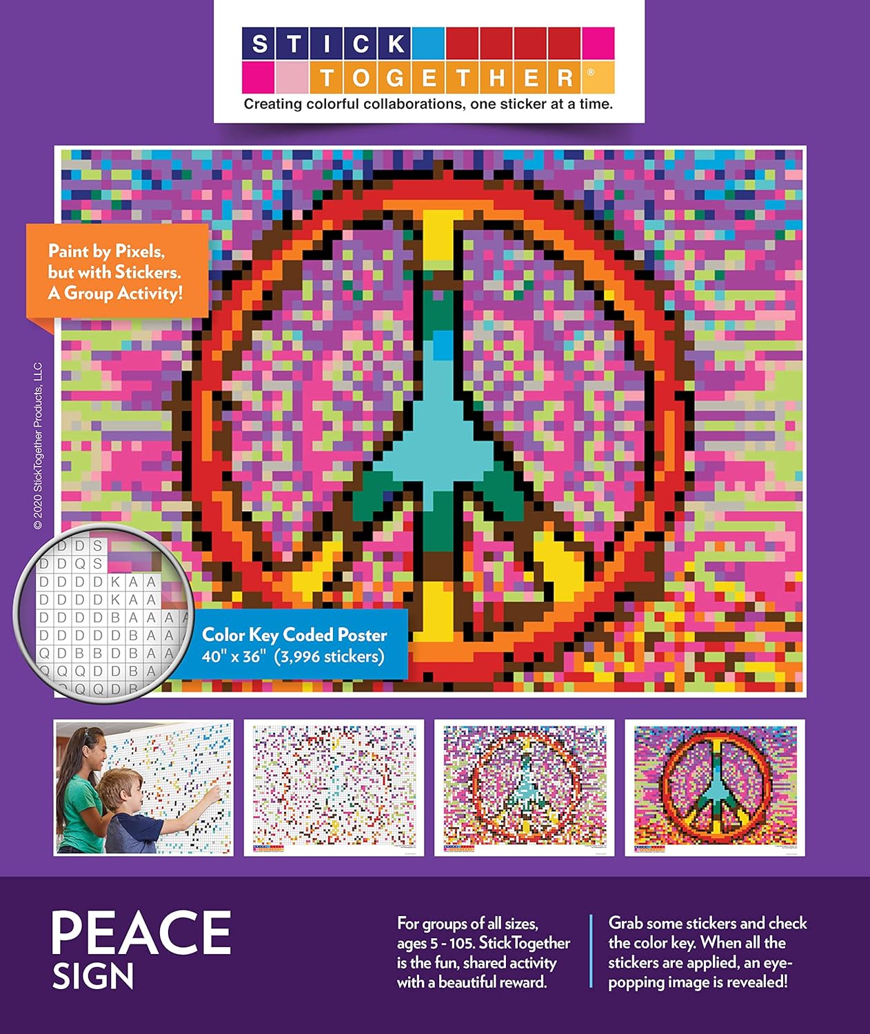 Kits de póster gigante de rompecabezas de mosaico  Proyecto grupal  Pinta con calcomanías sin ensuciar  Actividad para quedarse en casa  Aula  Una