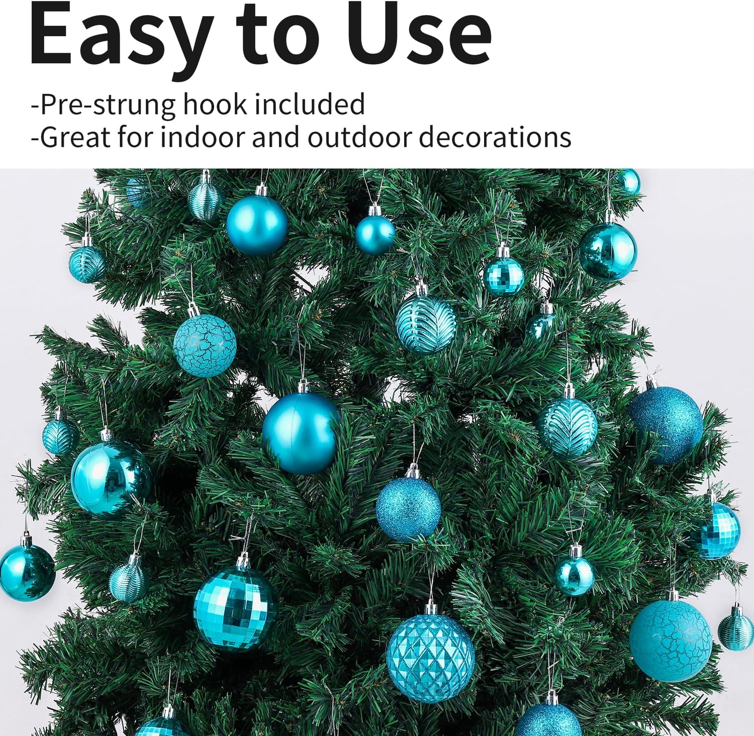 LANGXUN 36 bolas de decoración de árbol de Navidad color azul ácido 2023, 6 bolas de Navidad de 3.2 pulgadas, 12 piezas de 2.4 pulgadas, 18 piezas
