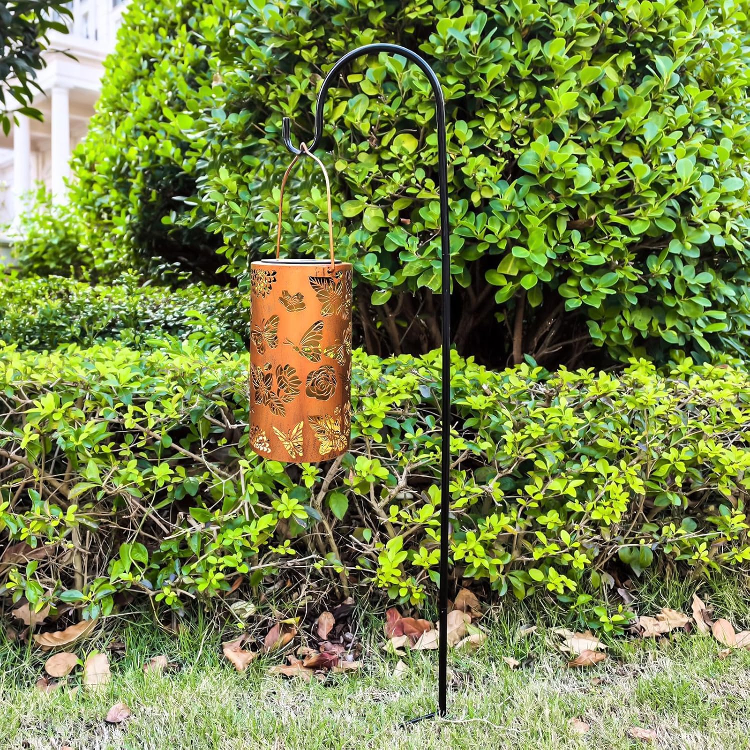 Faroles solares de mariposa para jardín, decoración al aire libre, patrón de flores, luces colgantes solares impermeables, regalos de decoración de