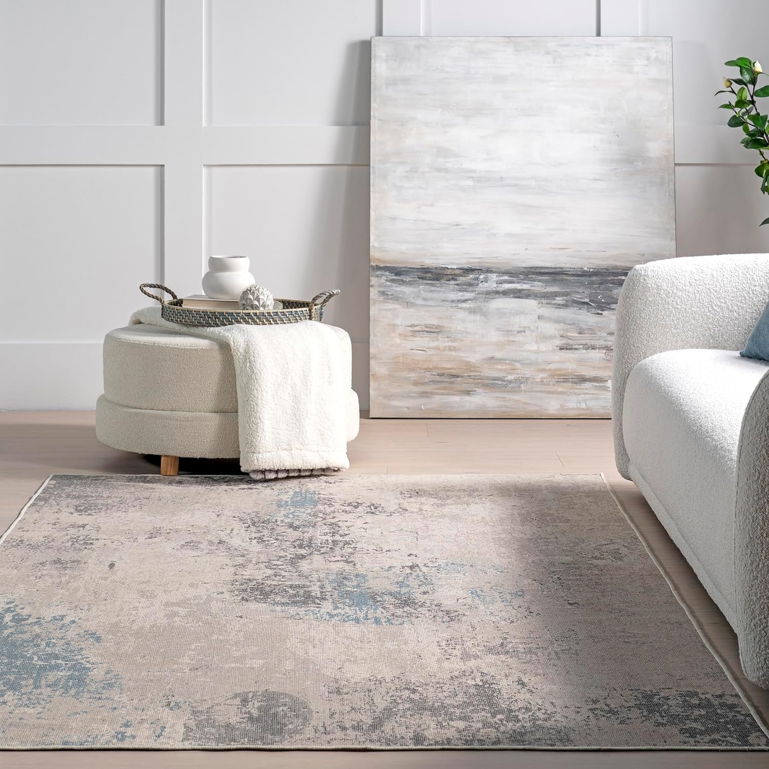 nuLOOM Milana – Alfombra moderna de algodón lavable a máquina, 4 x 6 pies, color gris