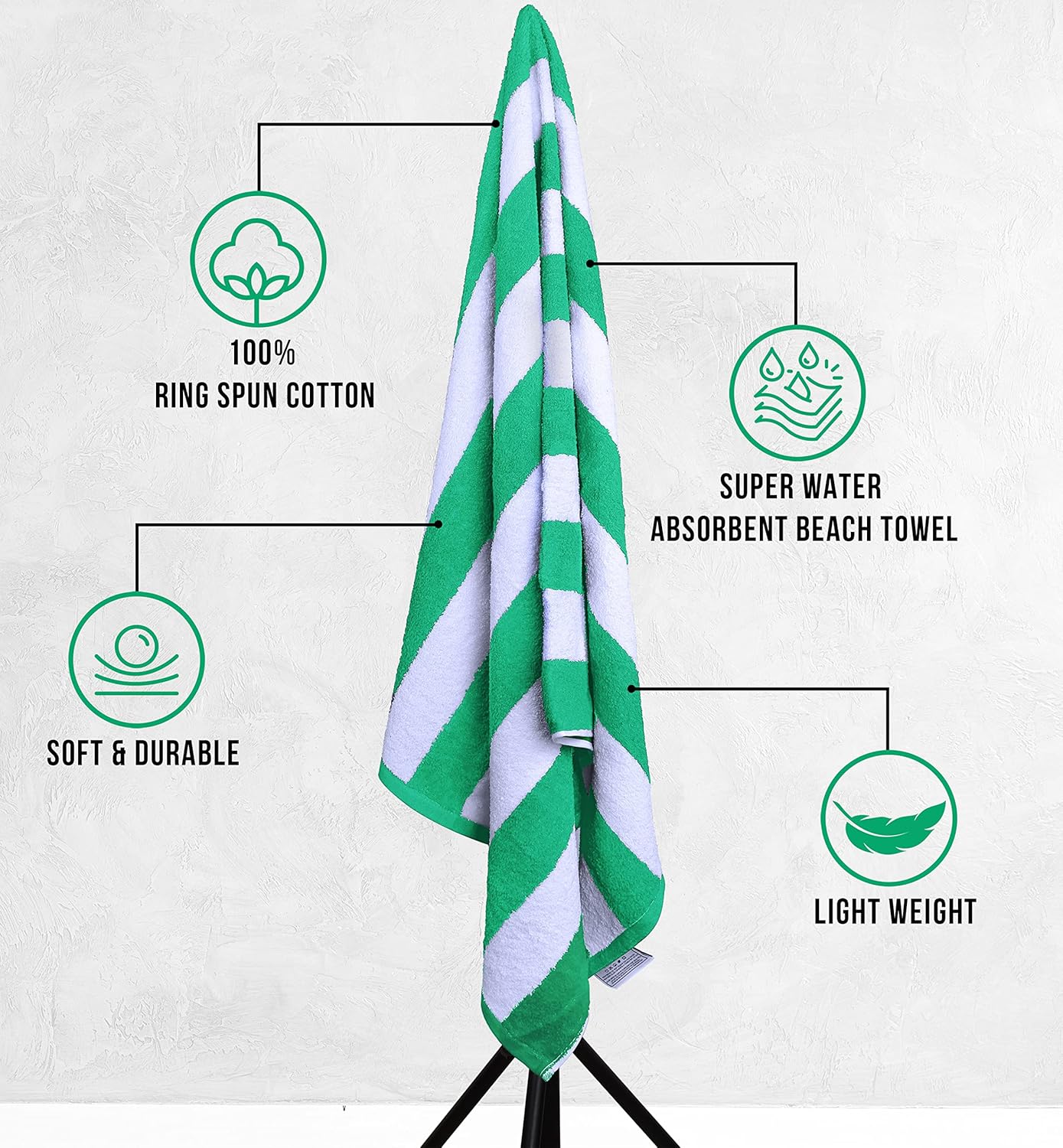 Utopia – Paquete variado de toallas de playa Cabana Stripe (30 x 60 pulgadas) a rayas, 100% algodón hilado en aro, toallas de piscina supergrandes,