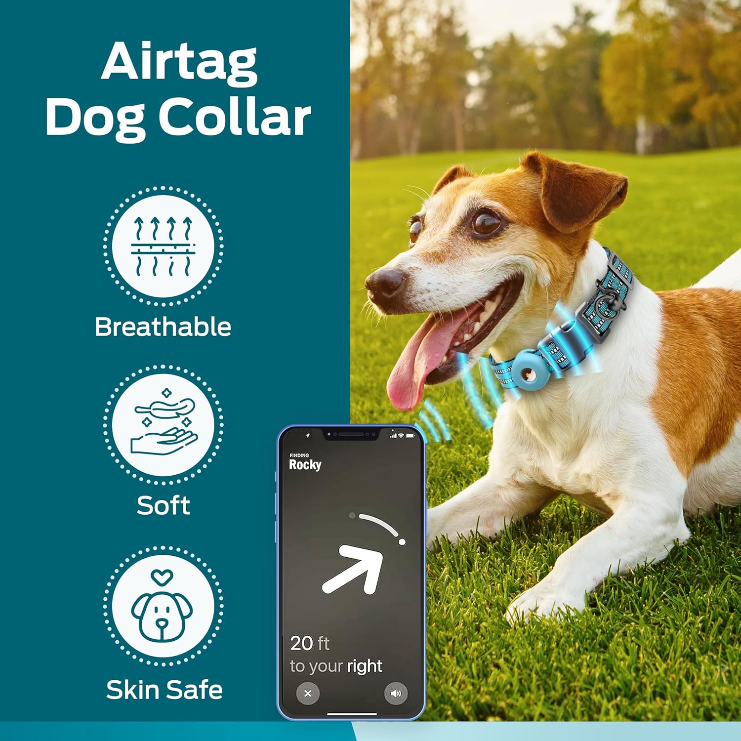 Collar de perro Apple AirTag de alta calidad, perfecto para rastreador de perros, ajustable para perros medianos, soporte resistente para AirTag con