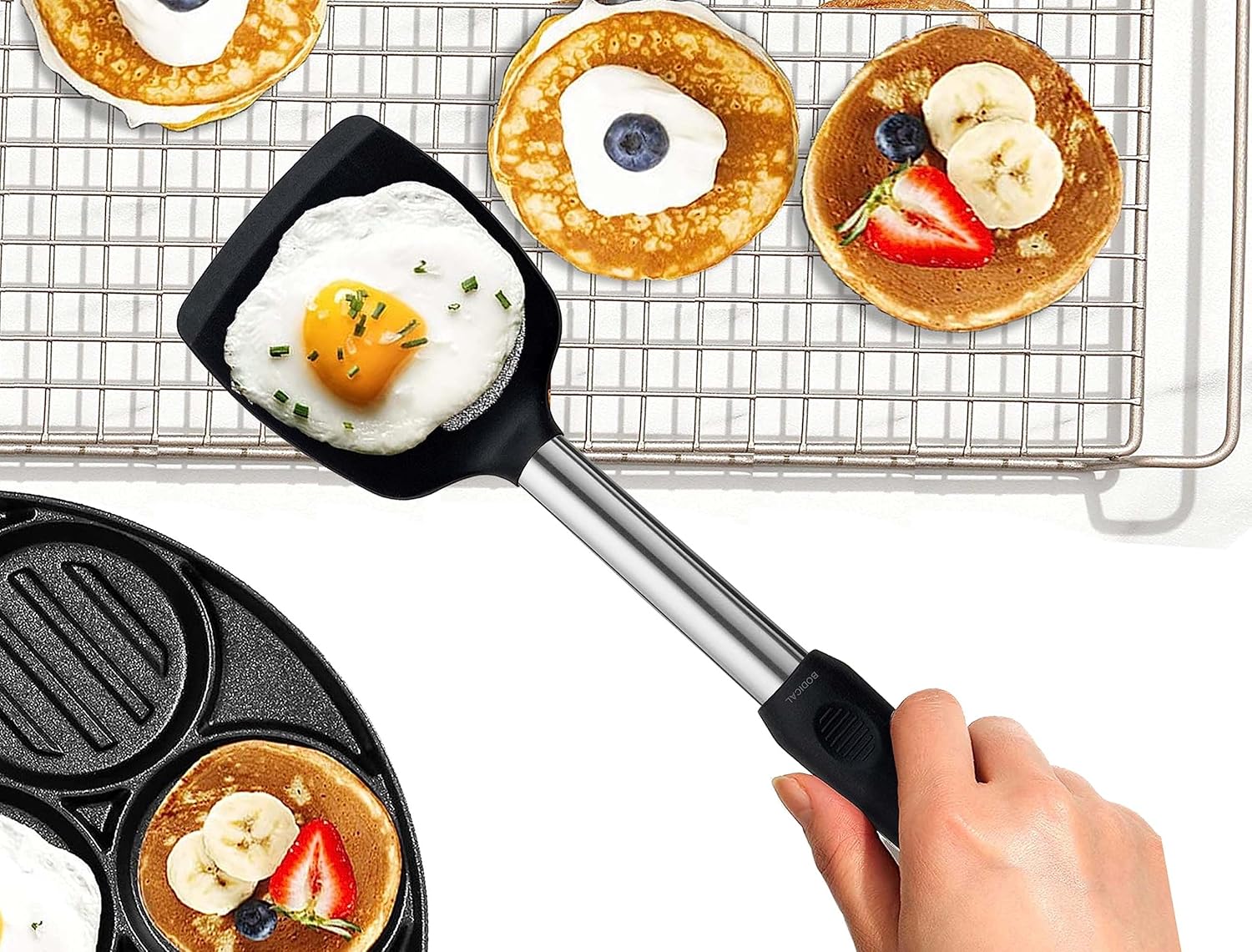 Paquete de 2 espátulas de silicona flexible, juego de espátulas de silicona resistentes al calor de 600 F para utensilios de cocina antiadherentes,