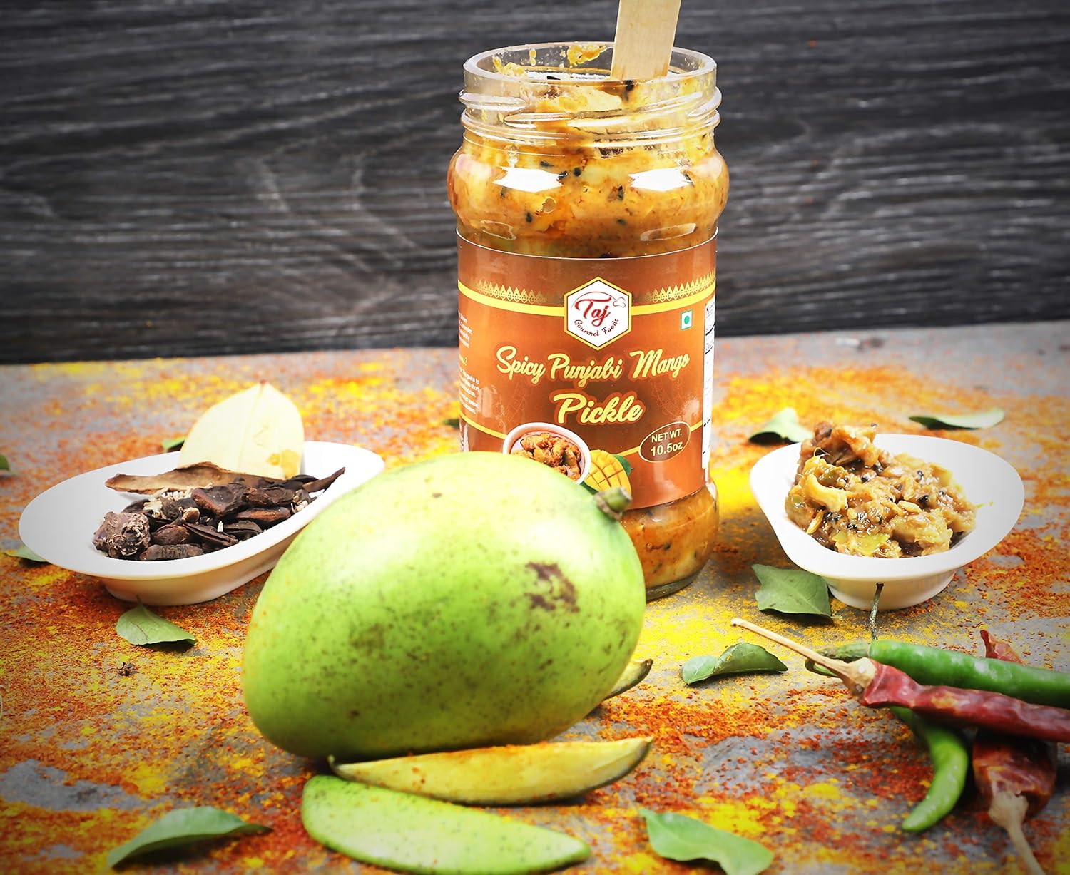 TAJ Picante Punjabi Mango Pickle, (Theeka Achar), 10.5oz (300g)