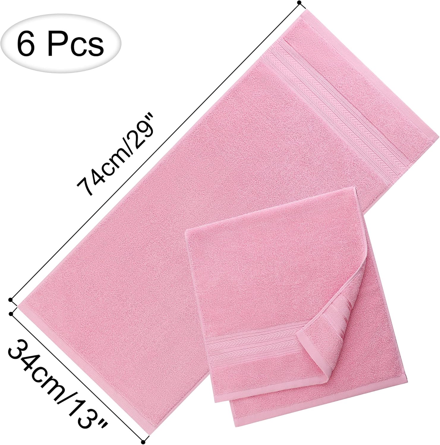 PiccoCasa Toallas de mano para baño, 13 x 29 pulgadas, 100% algodón (paquete de 6), suaves y altamente absorbentes, toallas de algodón de gran