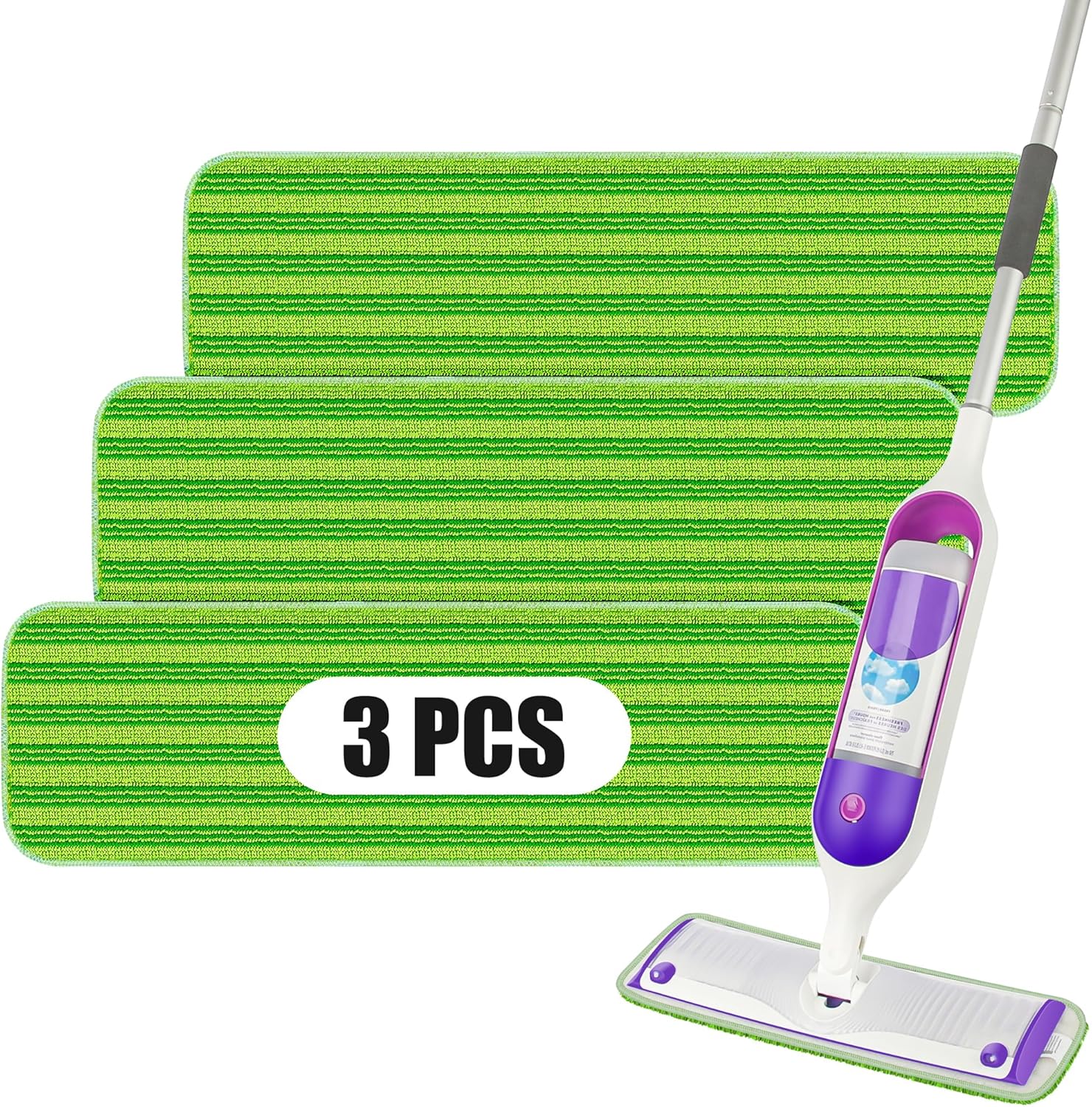 POPTEN – Almohadillas reutilizables para trapeador Swiffer PowerMop, almohadillas de microfibra de 15 pulgadas, repuestos de mopa eléctrica lavables