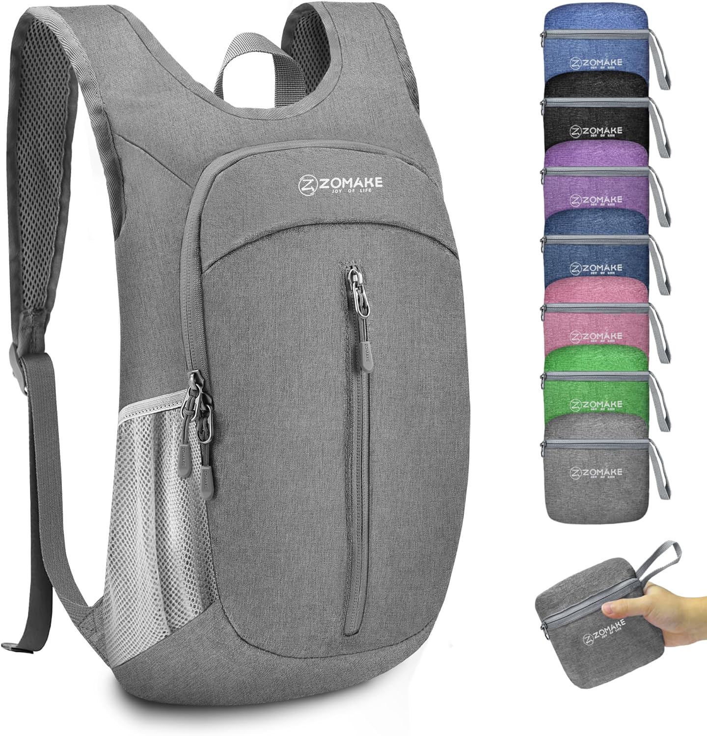 ZOMAKE Mochila pequeña de senderismo plegable de 10 litros, mochila ligera para senderismo para viajes, resistente a desgarros, plegable, paquete de